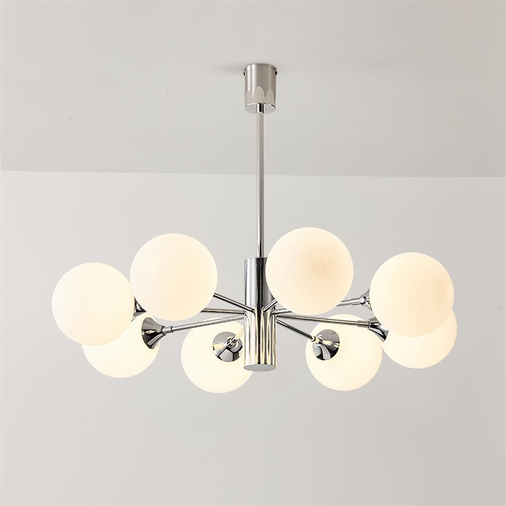 Lustra Chandelier Chrome Glass Globe-Neutral Decor