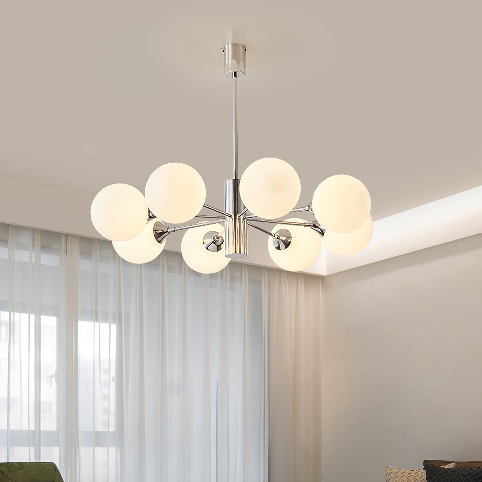 Lustra Chandelier Chrome Glass Globe-Neutral Decor