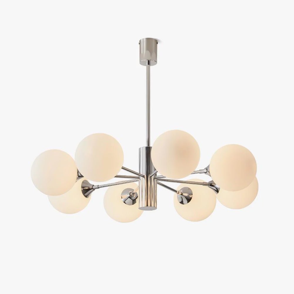 Lustra Chandelier Chrome Glass Globe-Neutral Decor