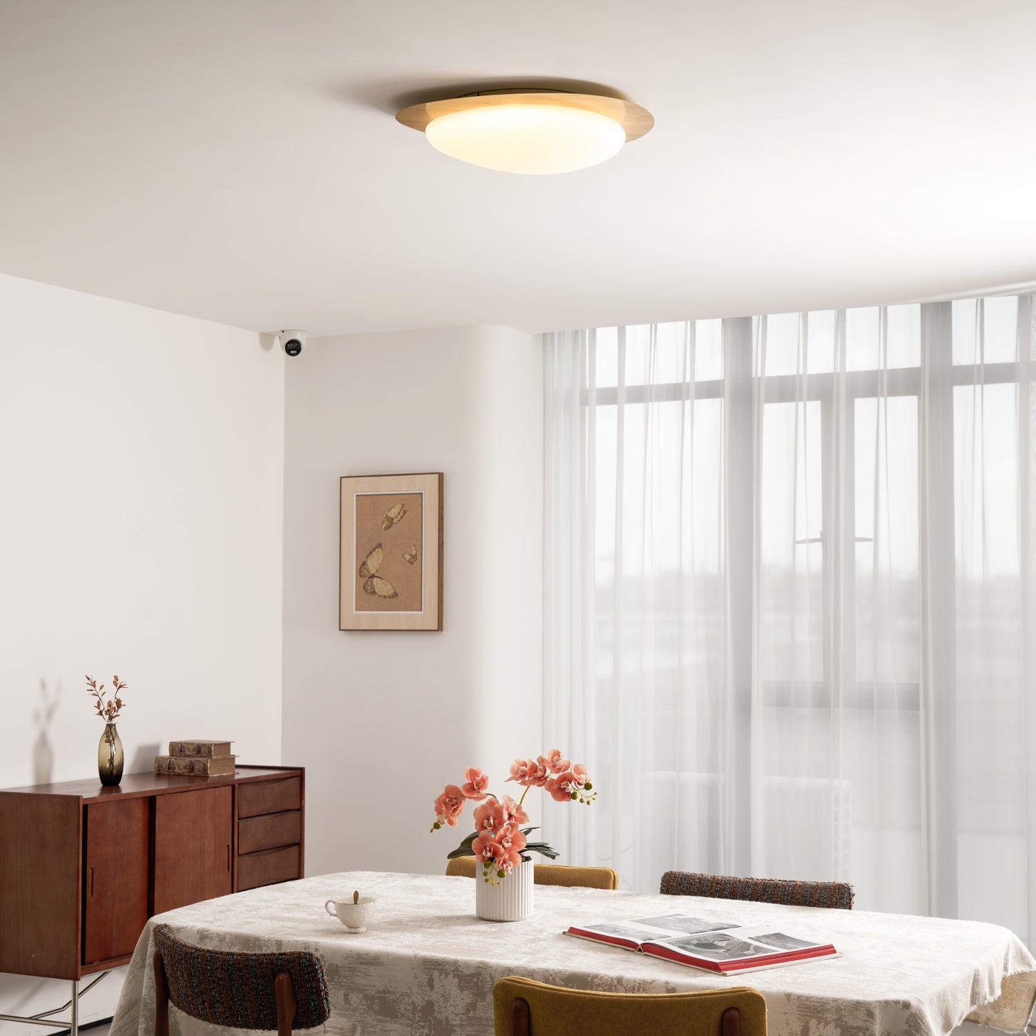 Solara Ceiling Light Pebble Walnut Acrylic LED-Neutral Decor