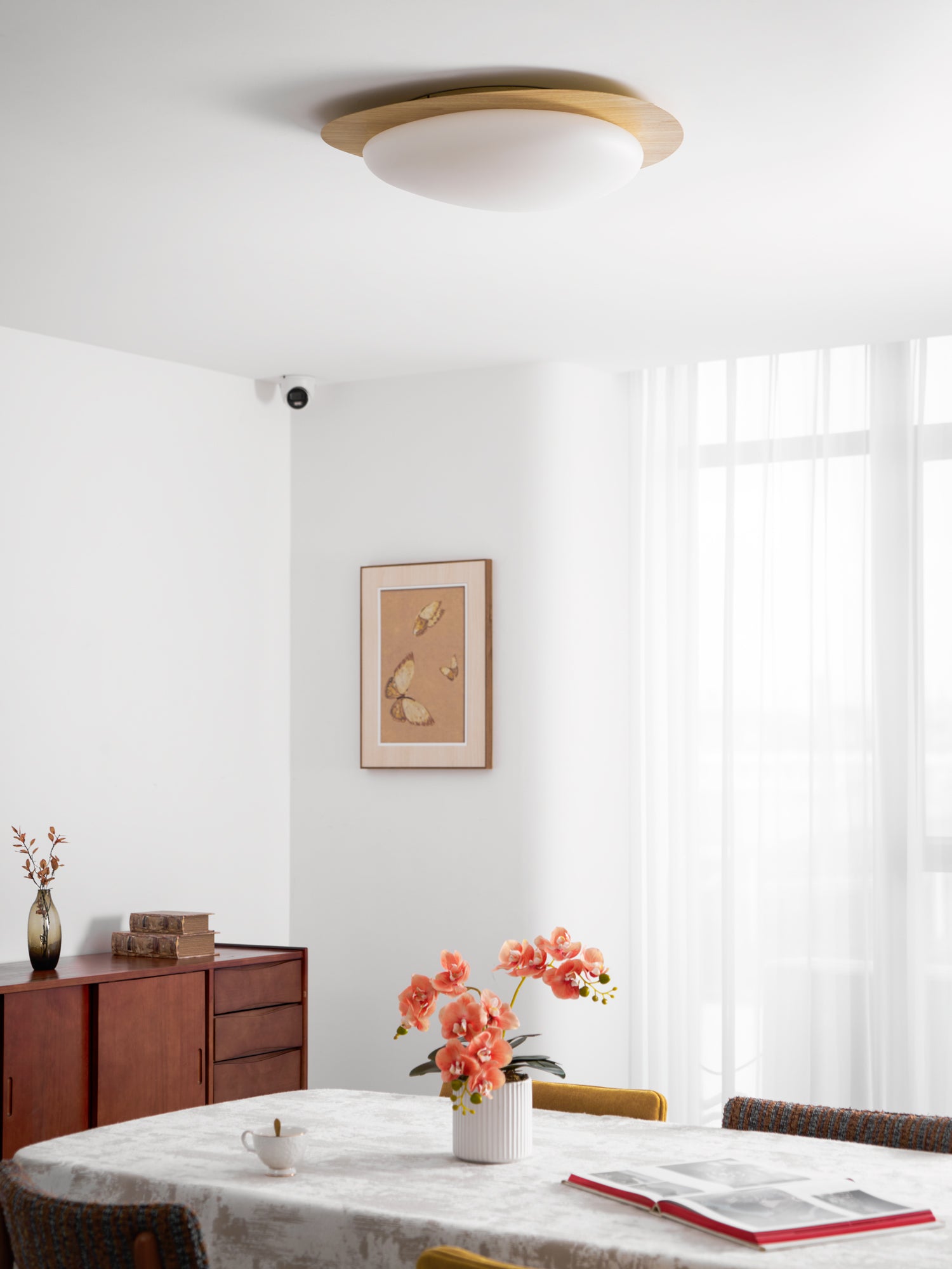 Solara Ceiling Light Pebble Walnut Acrylic LED-Neutral Decor