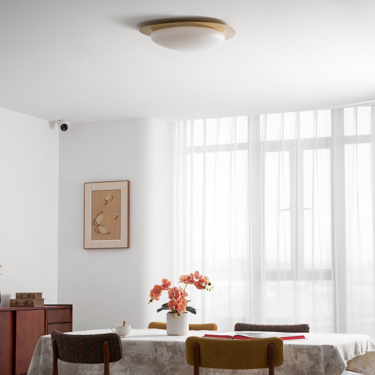 Solara Ceiling Light Pebble Walnut Acrylic LED-Neutral Decor