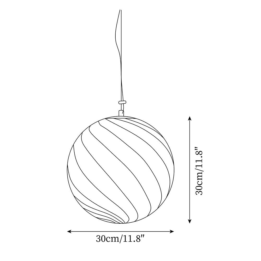 Kairo Pendant Lamp Glass Globe Light with Green Swirl Stripes-Neutral Decor