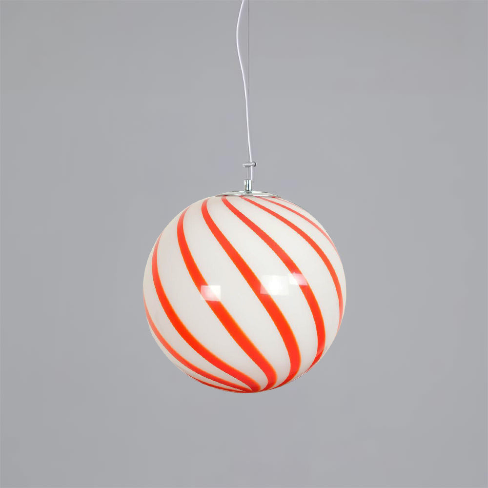 Kairo Pendant Lamp Glass Globe Light with Green Swirl Stripes-Neutral Decor
