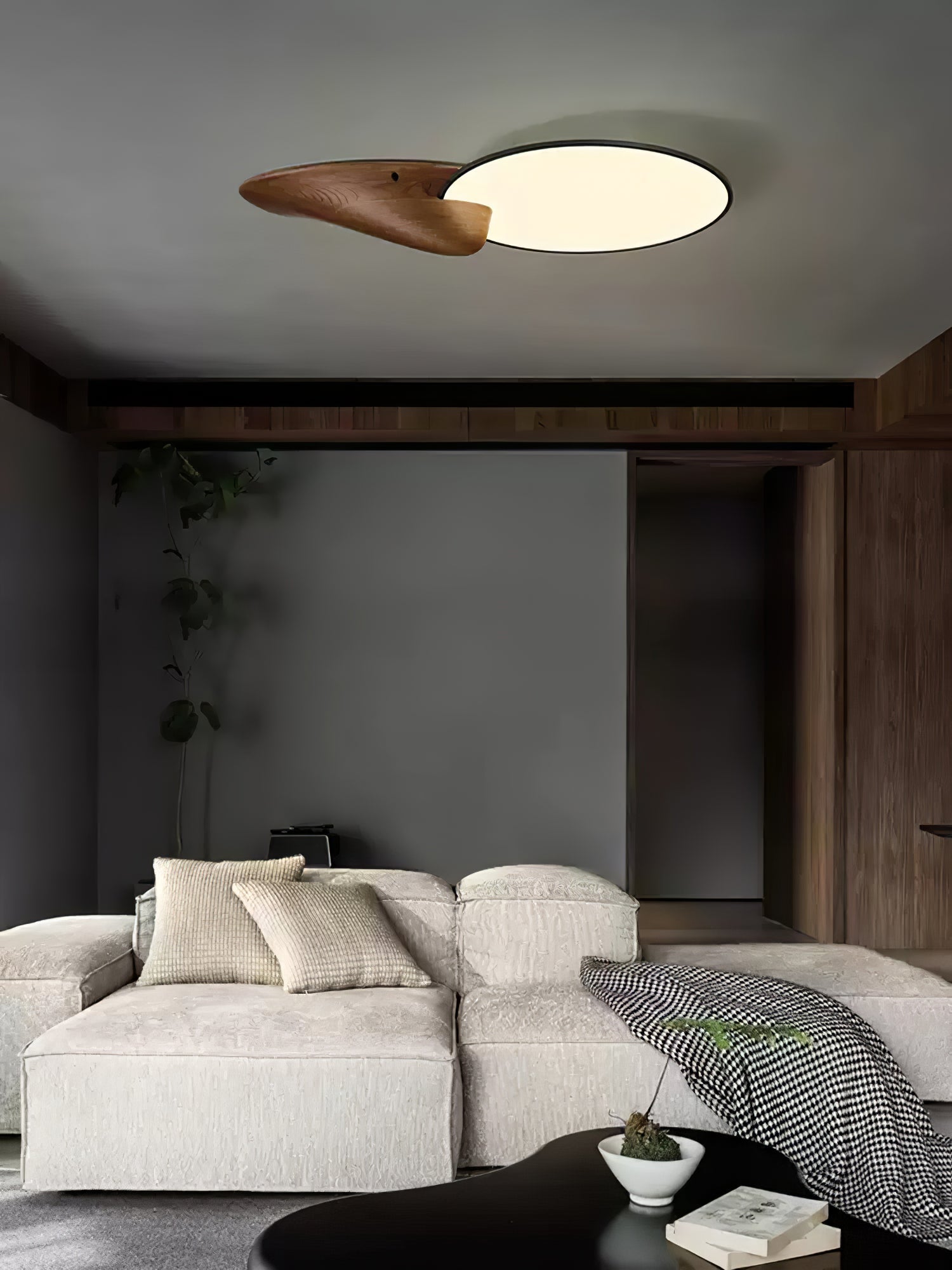 Zovenel Premium Elegance Peak Wood Ceiling Lamp-Neutral Decor