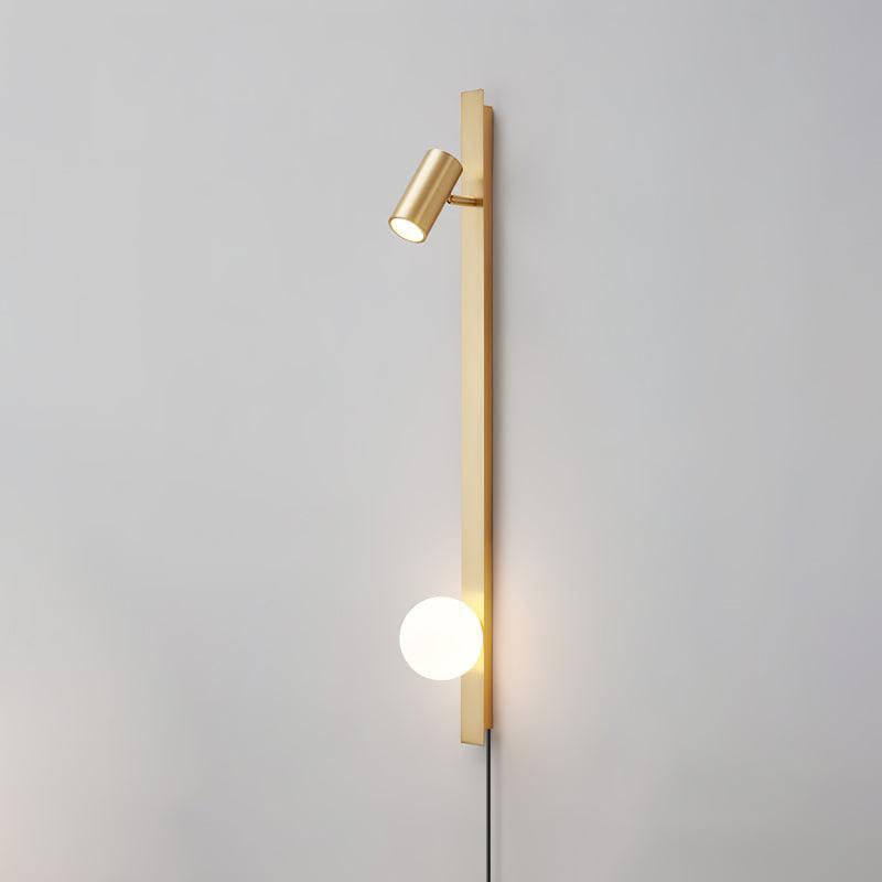Evlaeiel Long Arm Plug-in Brass Glass Wall Light-Neutral Decor