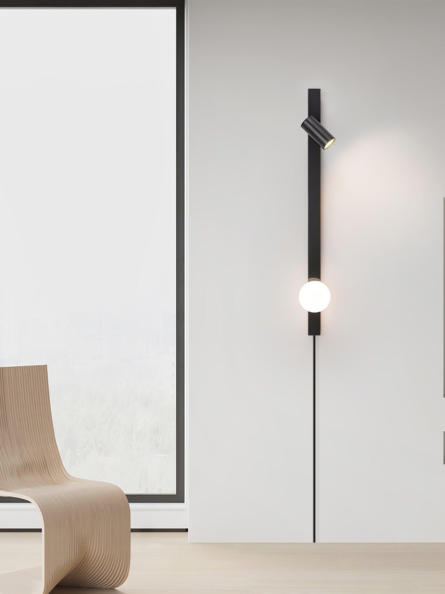 Evlaeiel Long Arm Plug-in Brass Glass Wall Light-Neutral Decor