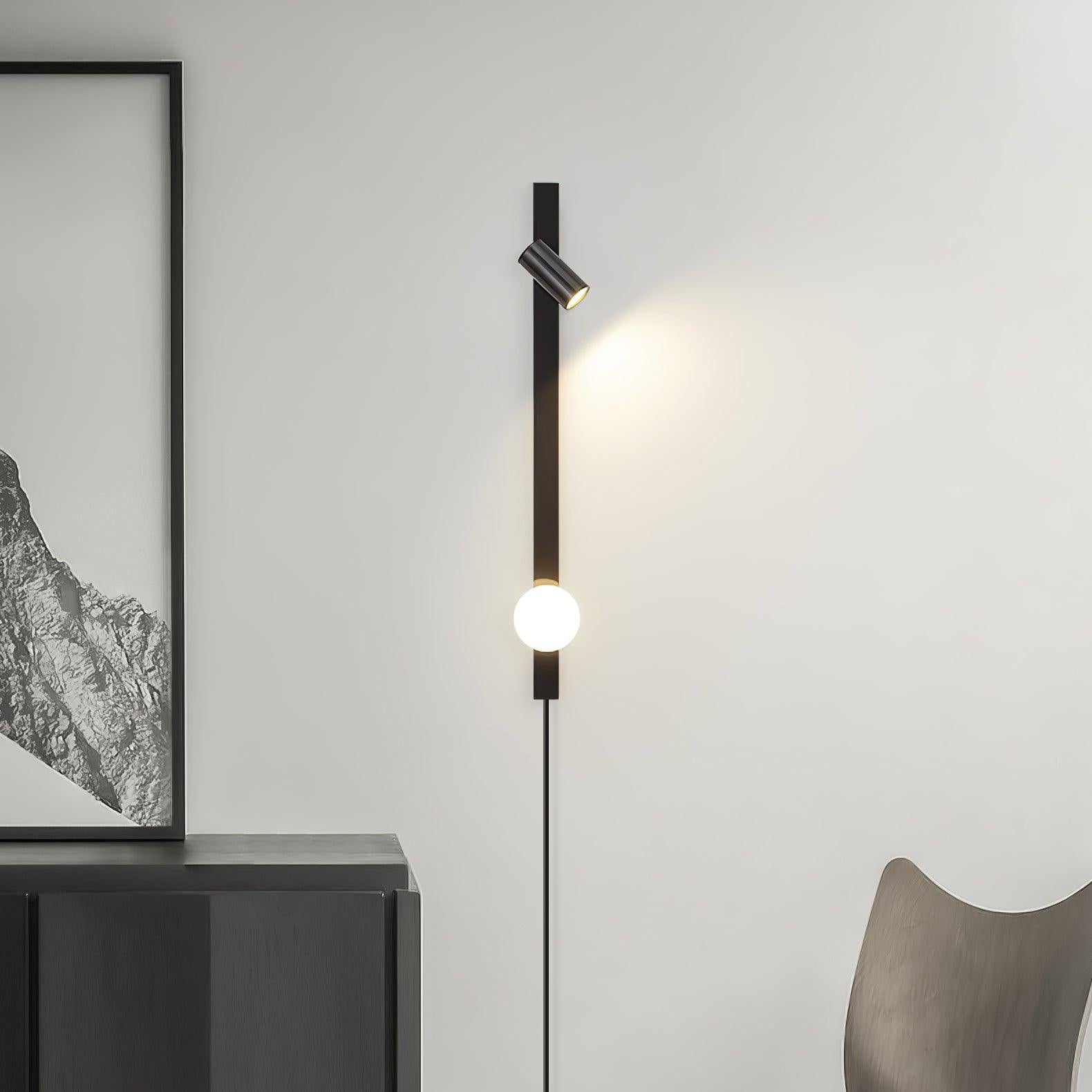 Evlaeiel Long Arm Plug-in Brass Glass Wall Light-Neutral Decor