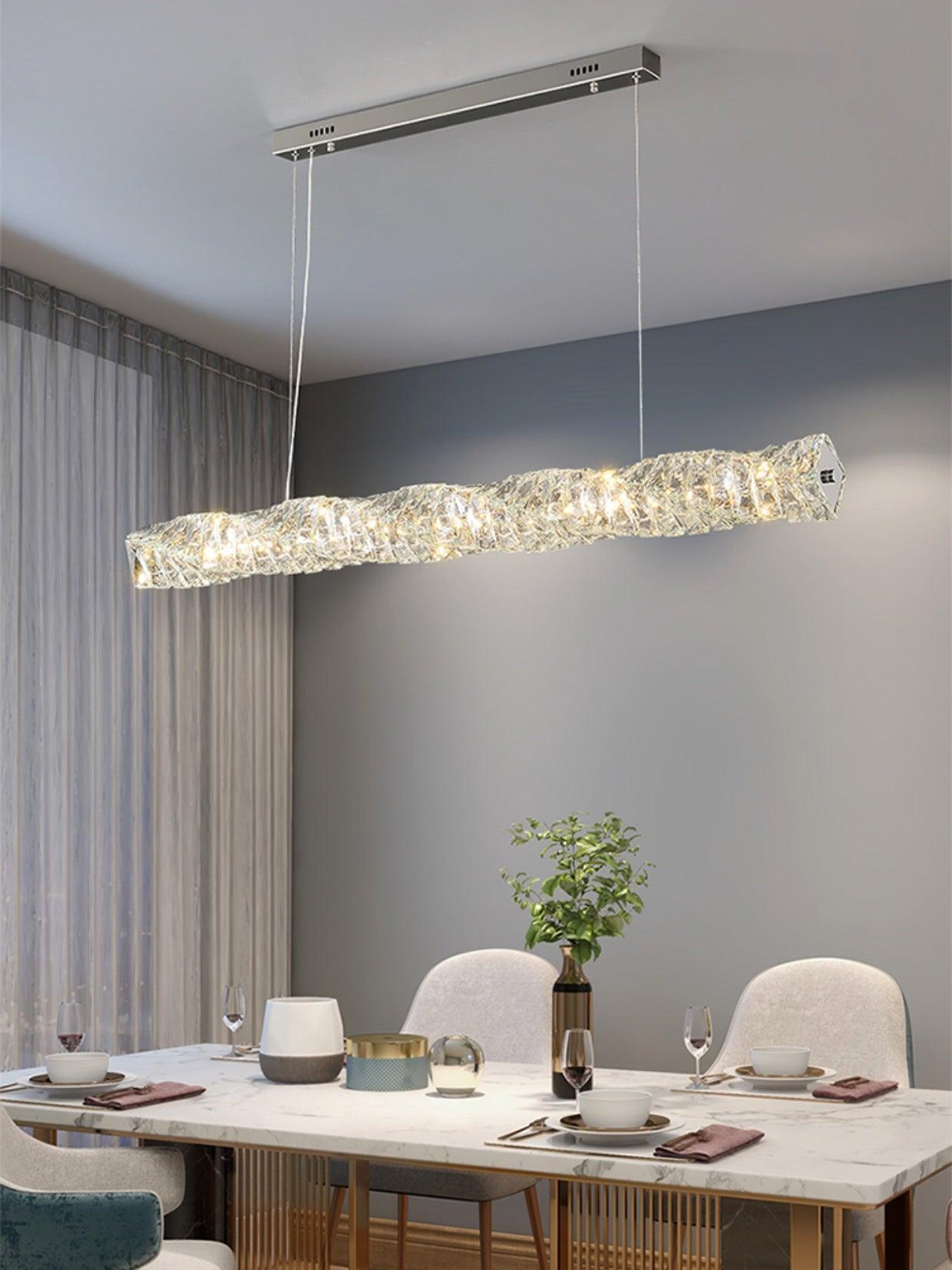 Stream Long Crystal Pendant Lamp-Neutral Decor