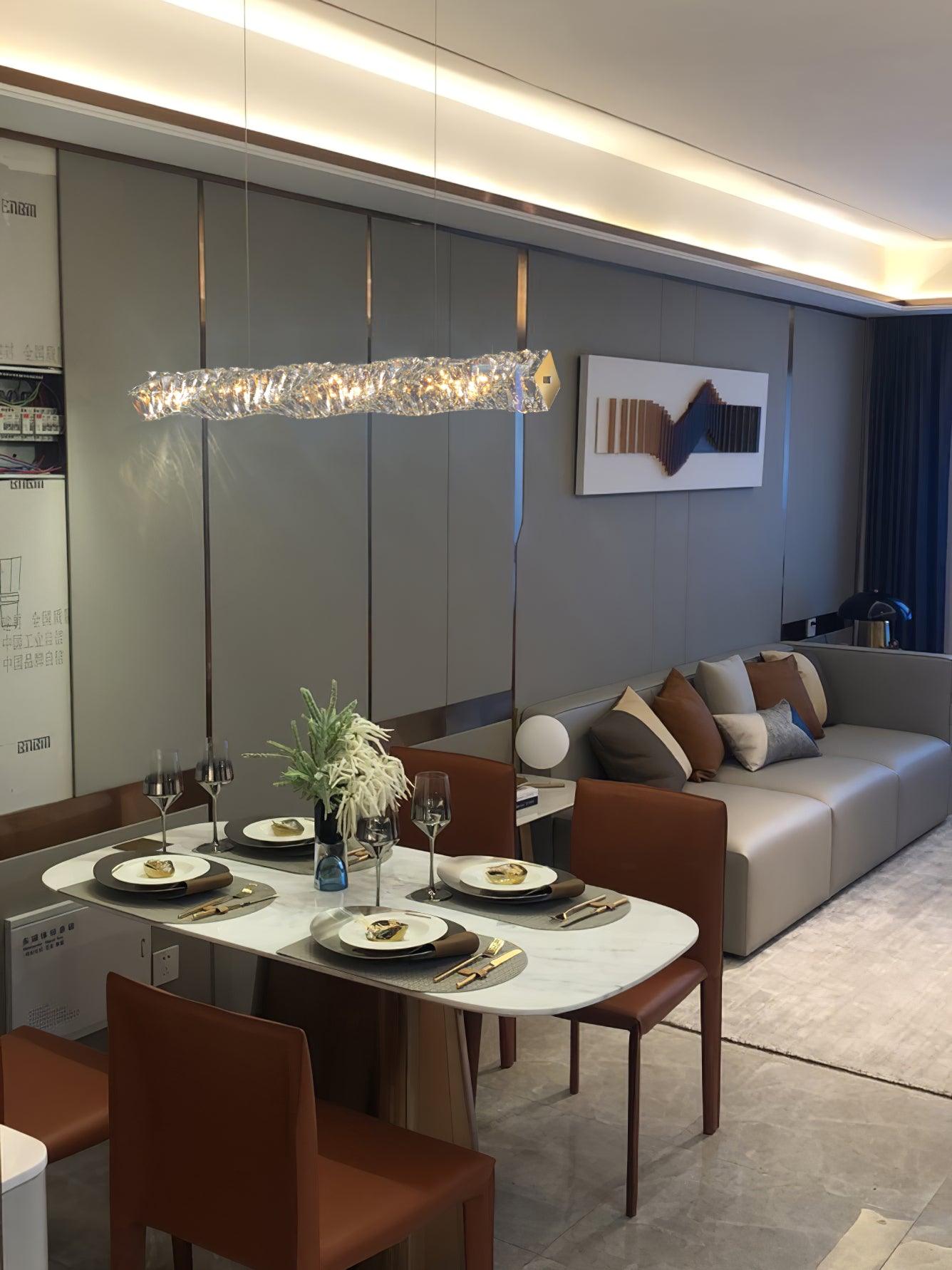 Stream Long Crystal Pendant Lamp-Neutral Decor