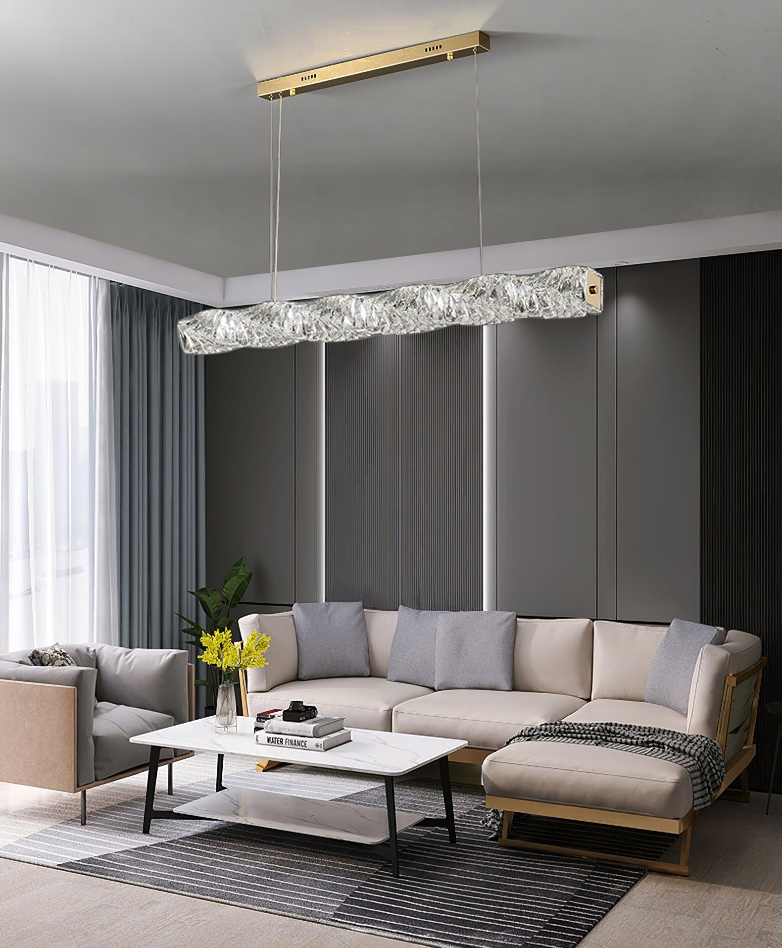 Stream Long Crystal Pendant Lamp-Neutral Decor