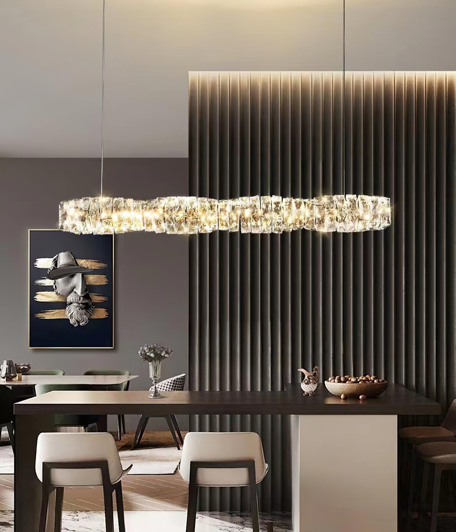 Stream Long Crystal Pendant Lamp-Neutral Decor