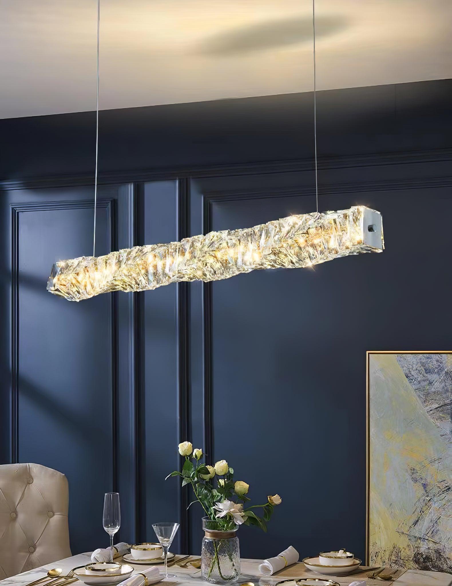 Stream Long Crystal Pendant Lamp-Neutral Decor