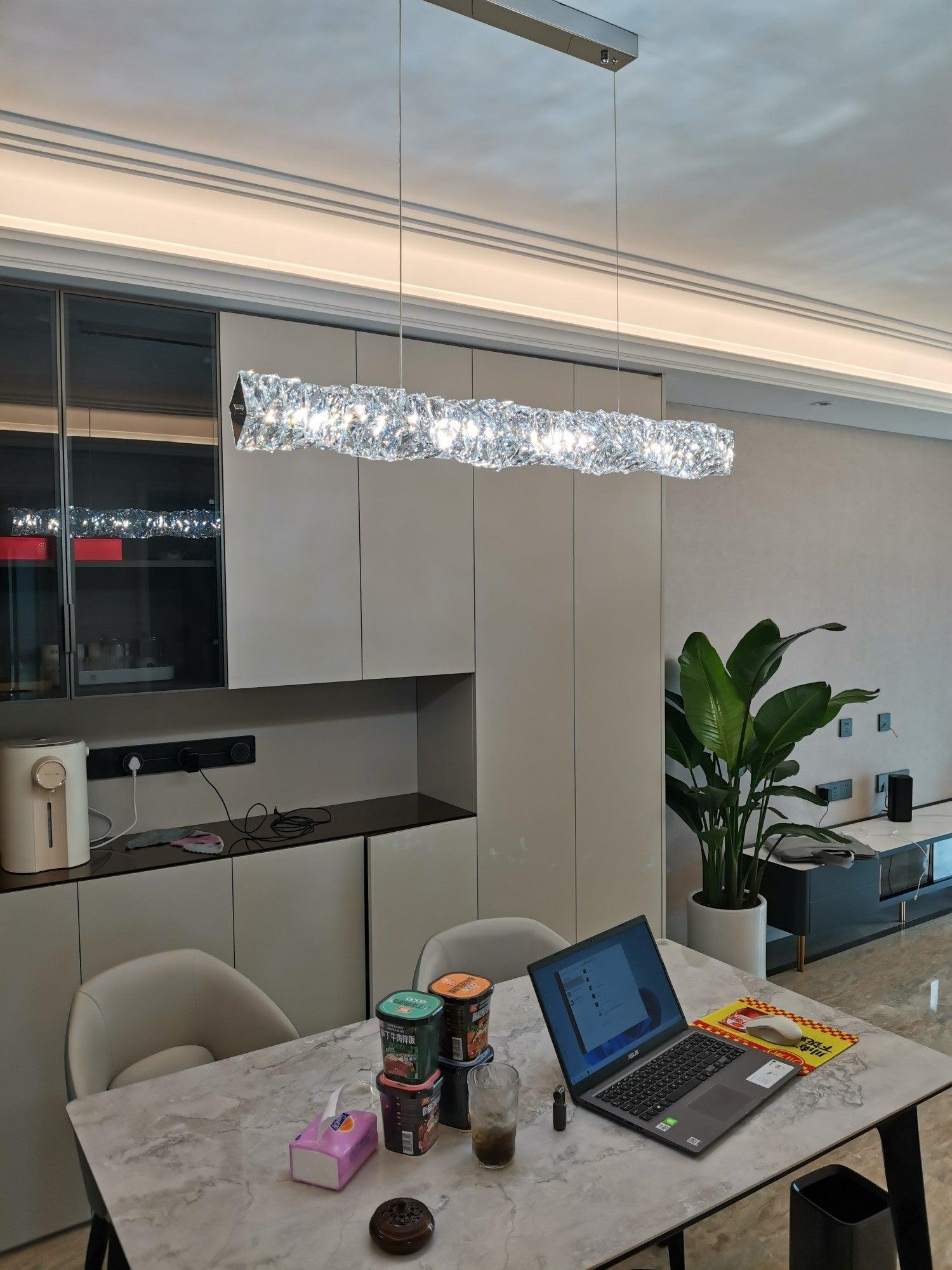 Stream Long Crystal Pendant Lamp-Neutral Decor