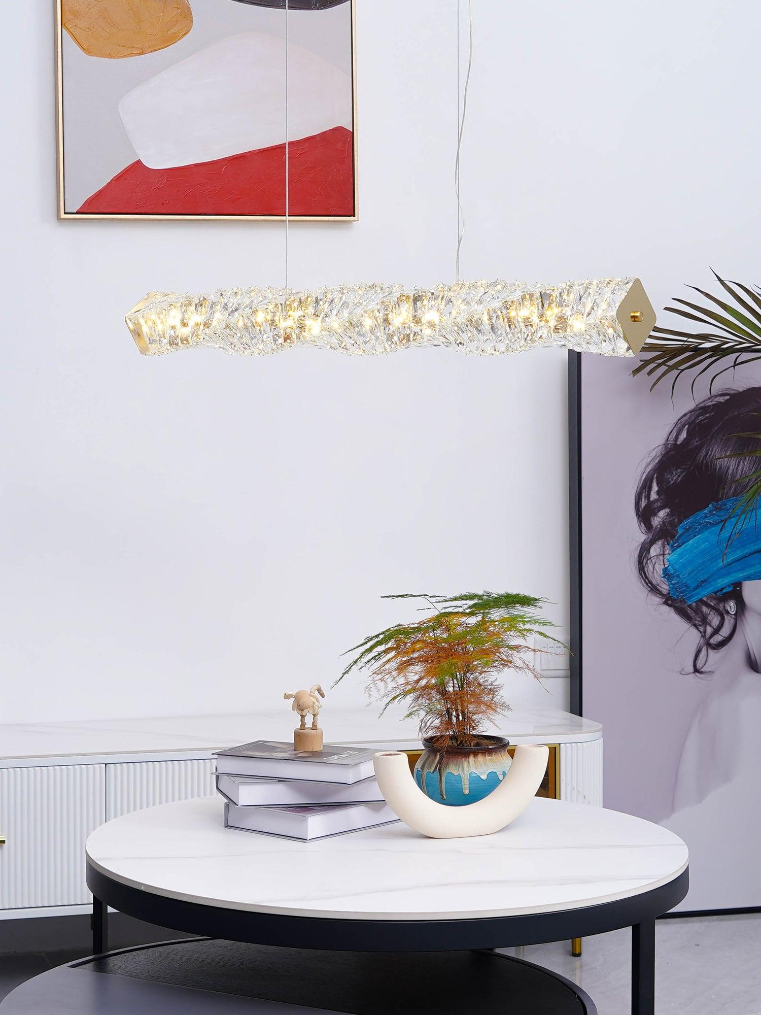 Stream Long Crystal Pendant Lamp-Neutral Decor