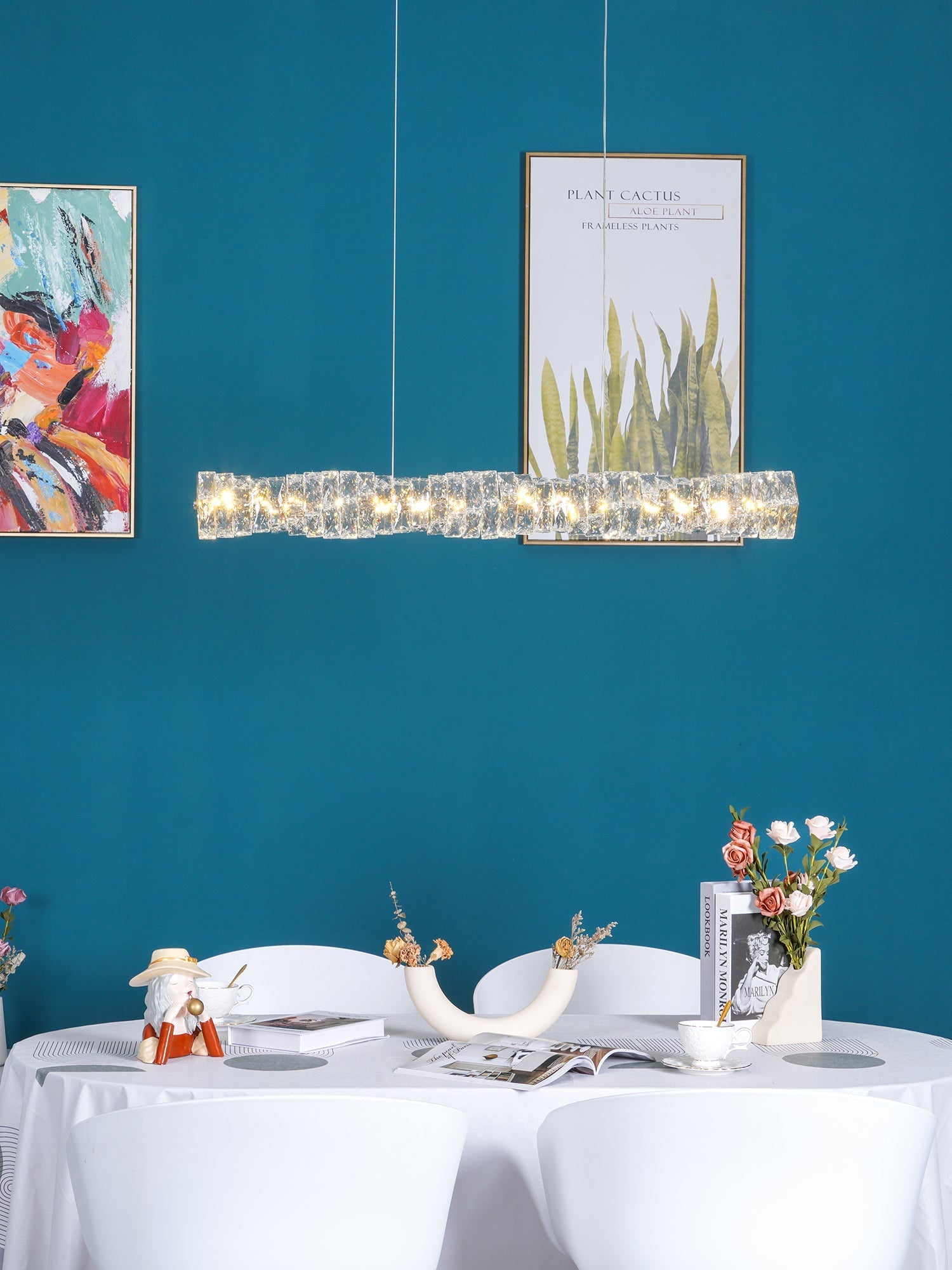 Stream Long Crystal Pendant Lamp-Neutral Decor