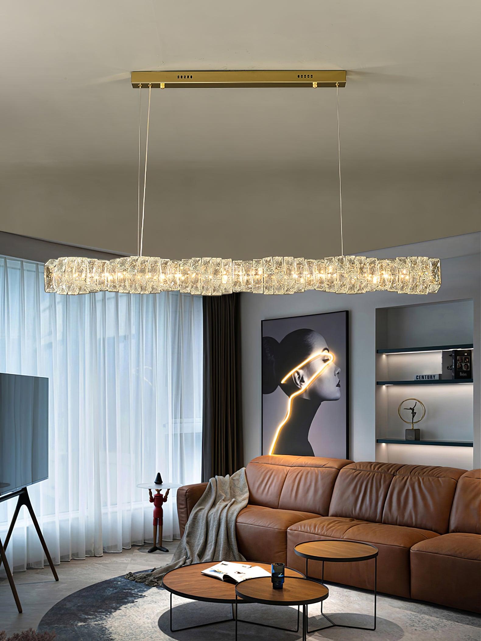 Stream Long Crystal Pendant Lamp-Neutral Decor