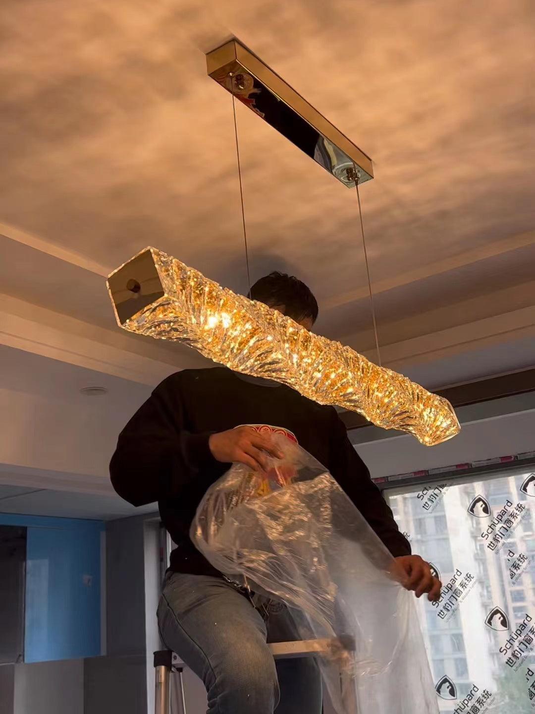 Stream Long Crystal Pendant Lamp-Neutral Decor