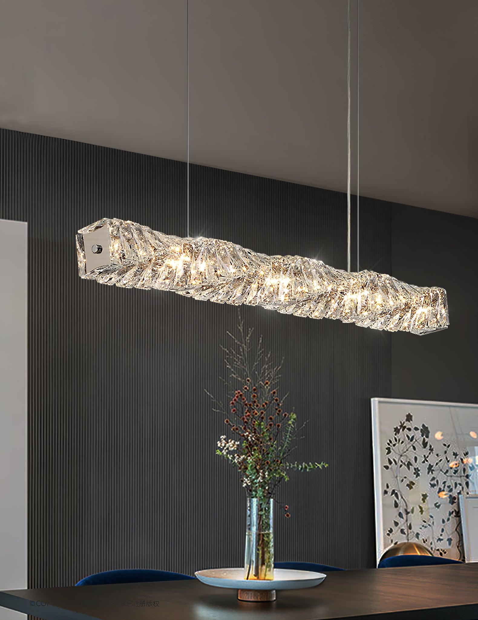 Stream Long Crystal Pendant Lamp-Neutral Decor