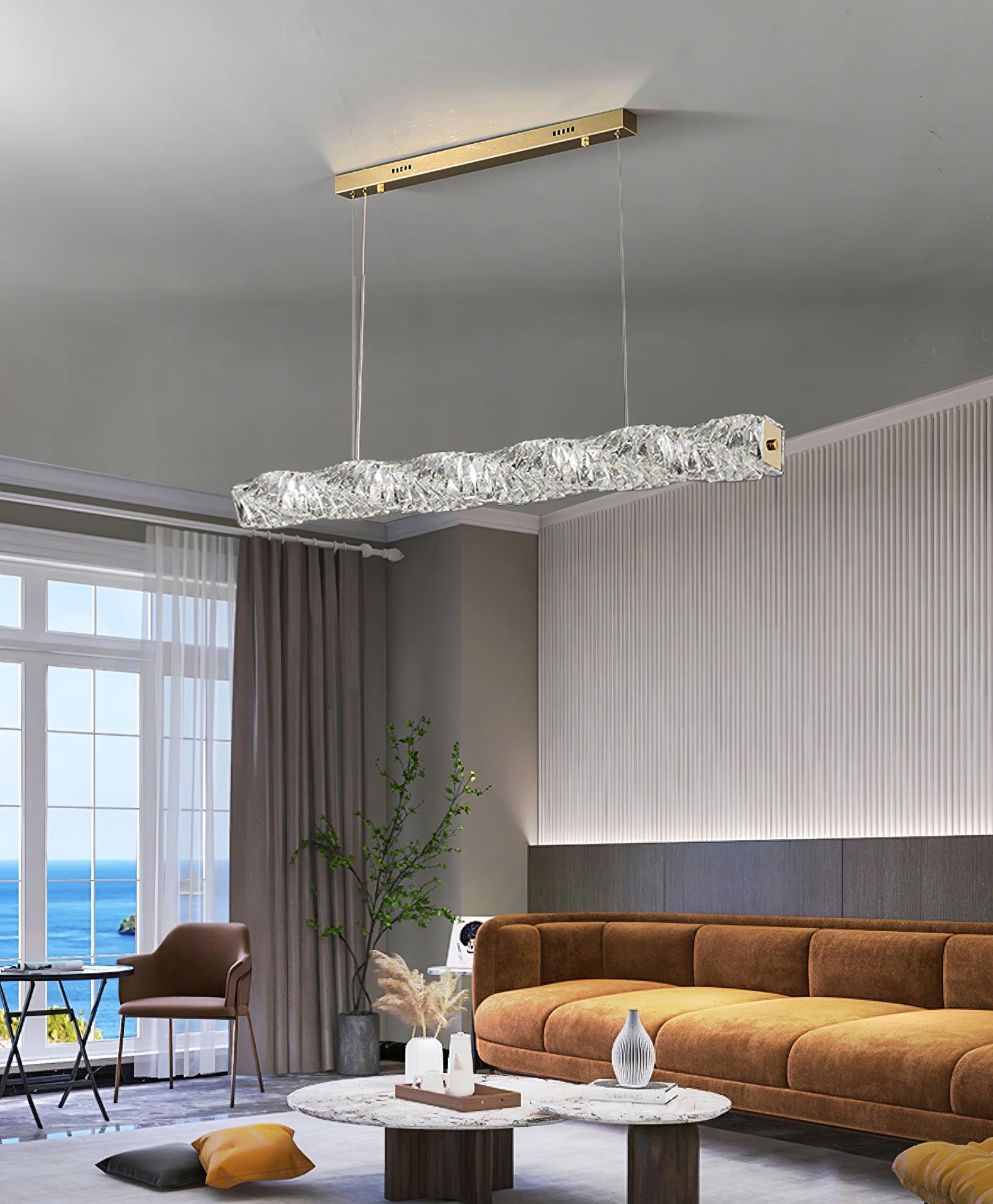 Stream Long Crystal Pendant Lamp-Neutral Decor