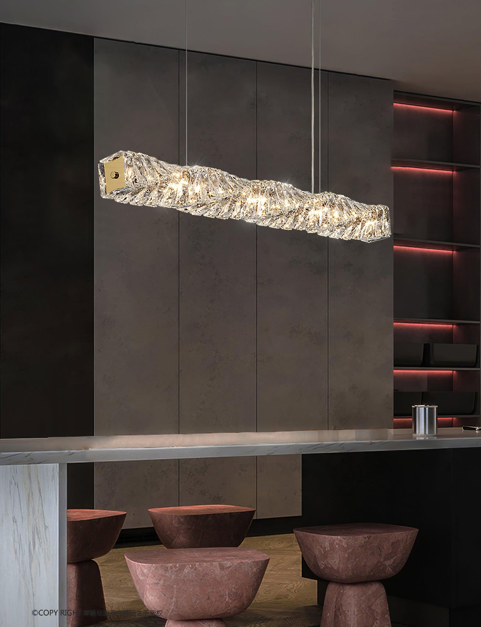 Stream Long Crystal Pendant Lamp-Neutral Decor