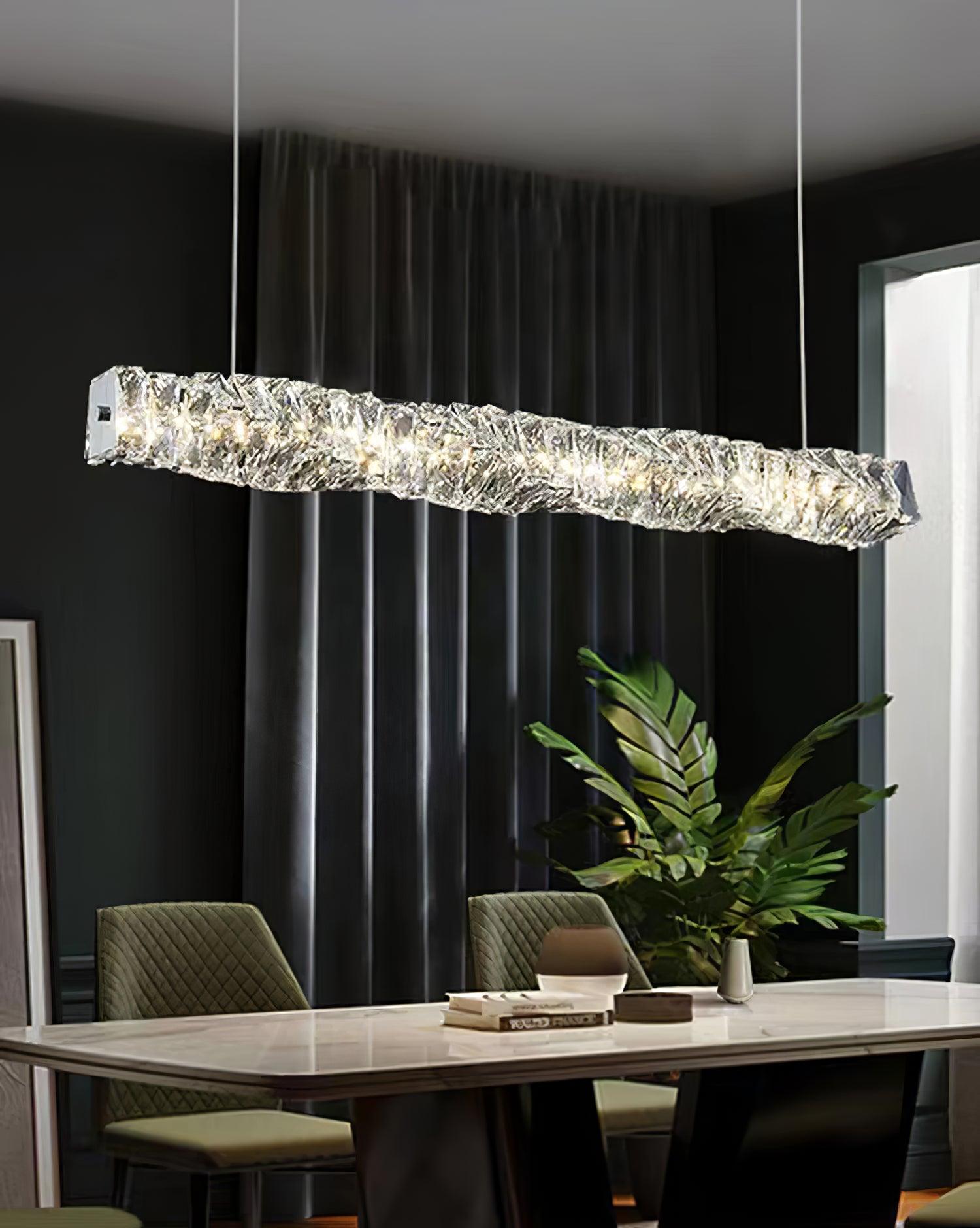 Stream Long Crystal Pendant Lamp-Neutral Decor