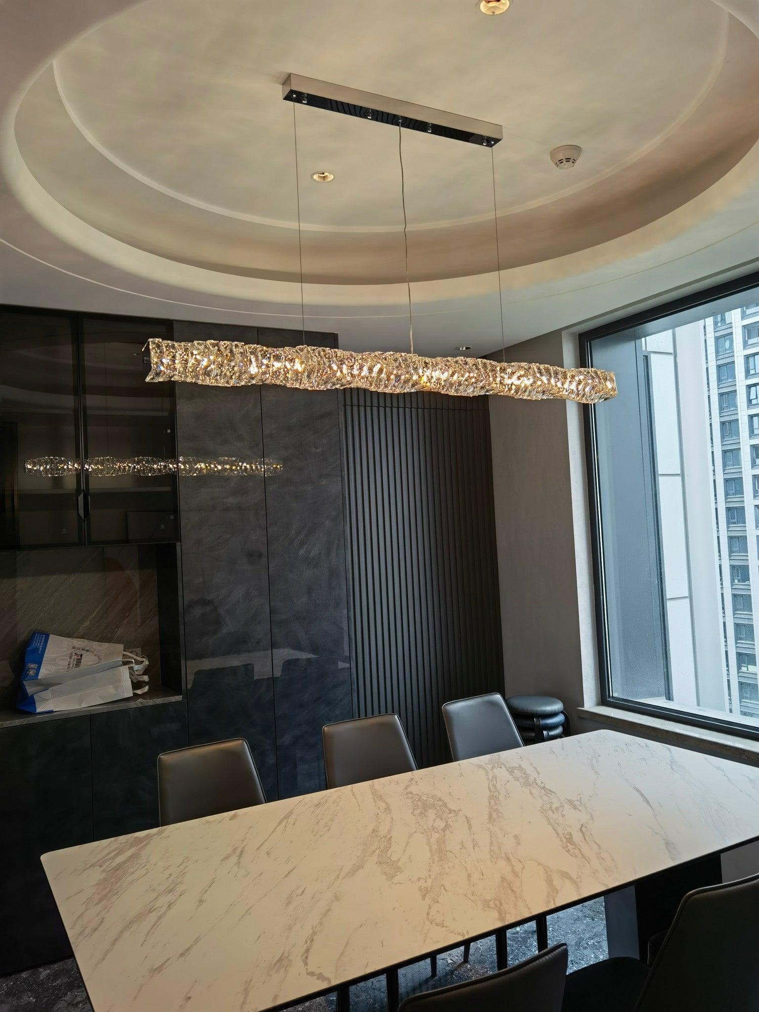 Stream Long Crystal Pendant Lamp-Neutral Decor