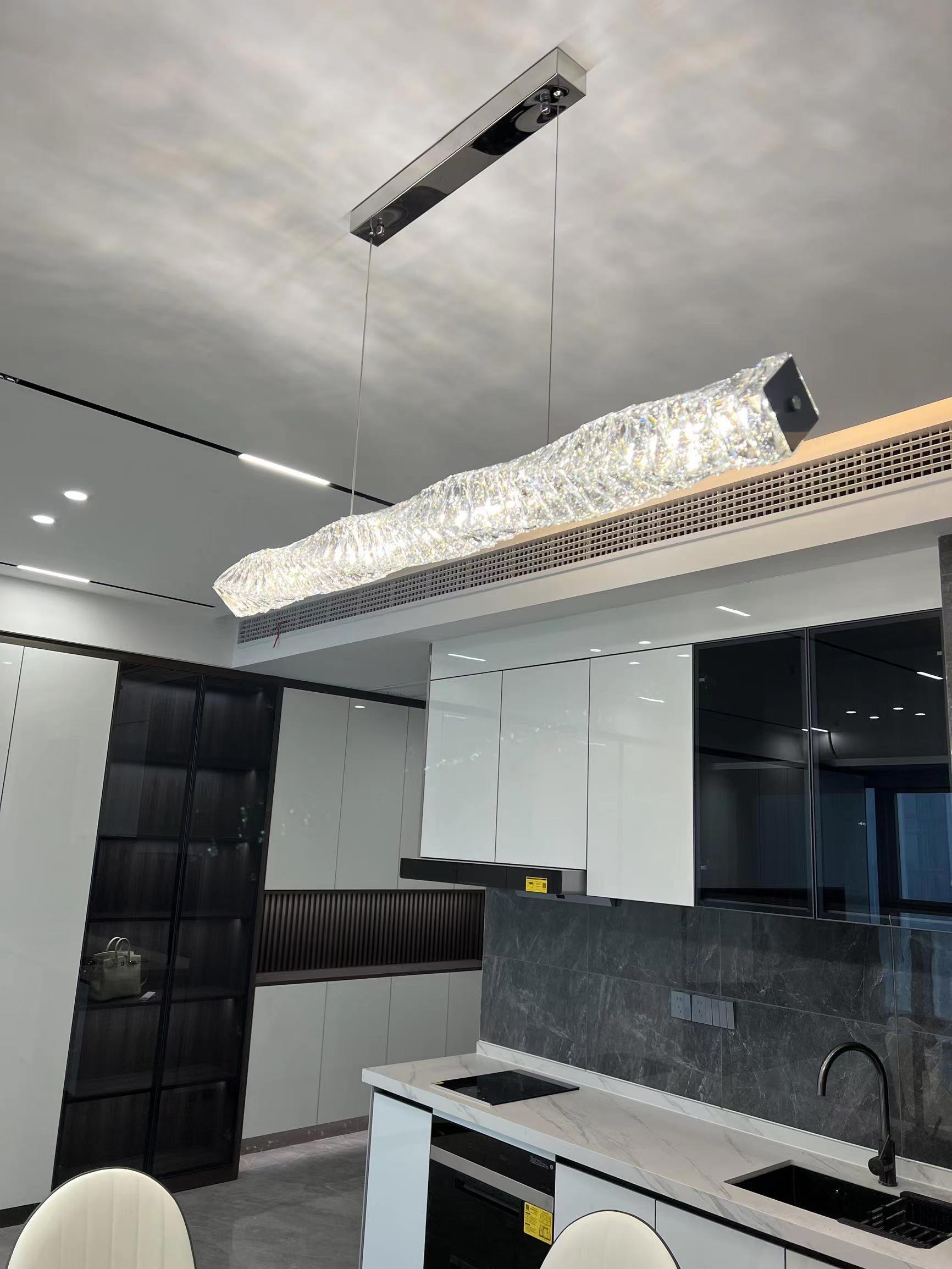 Stream Long Crystal Pendant Lamp-Neutral Decor