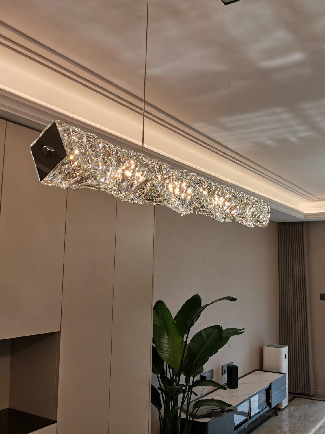 Stream Long Crystal Pendant Lamp-Neutral Decor