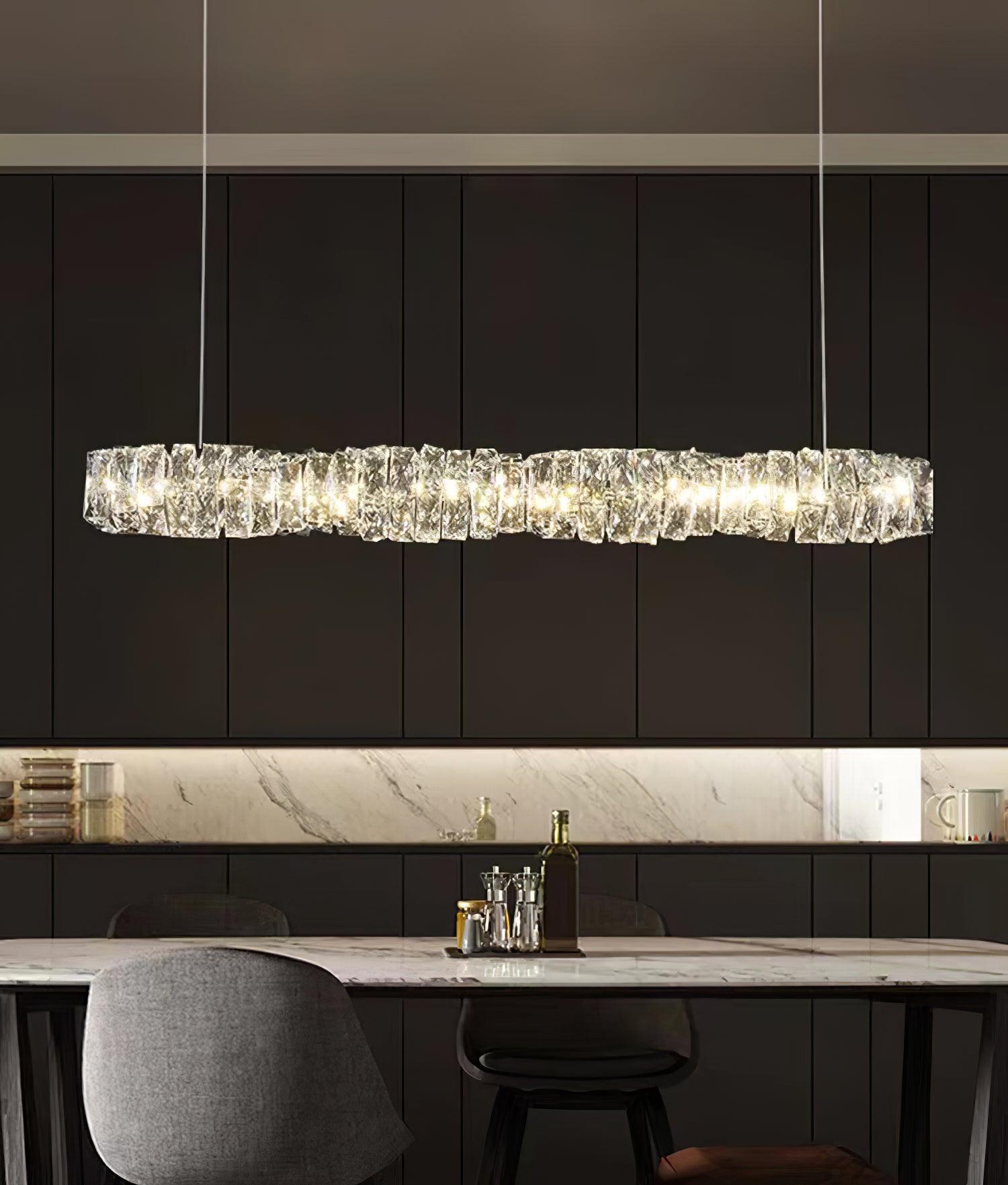 Stream Long Crystal Pendant Lamp-Neutral Decor