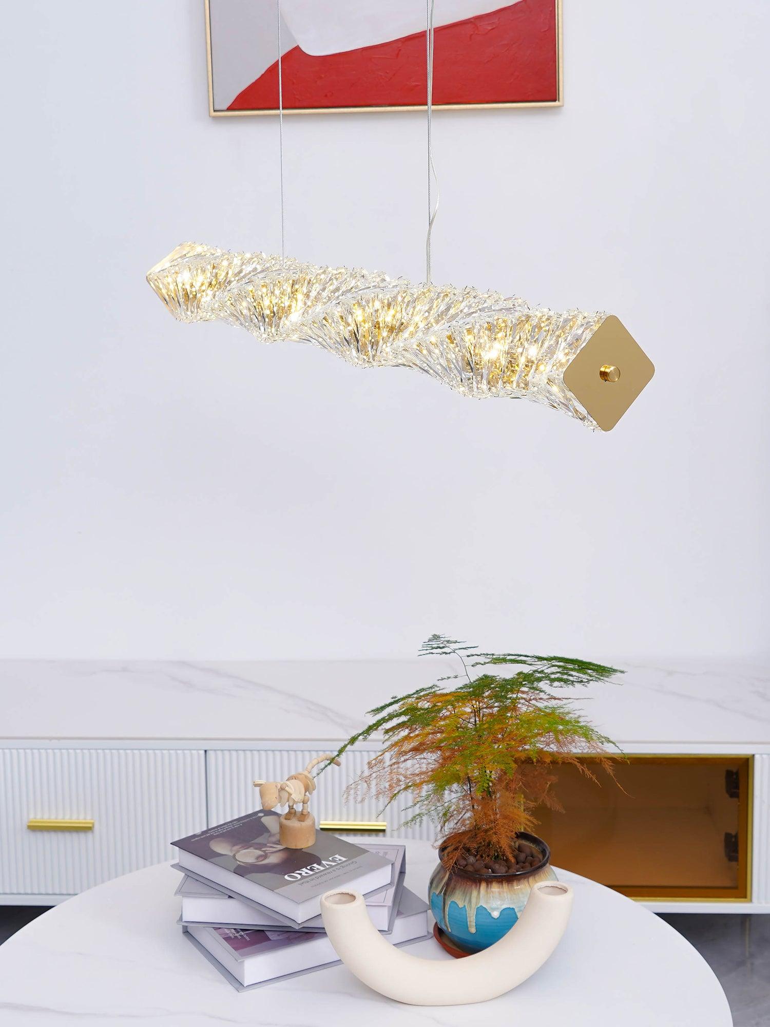 Stream Long Crystal Pendant Lamp-Neutral Decor