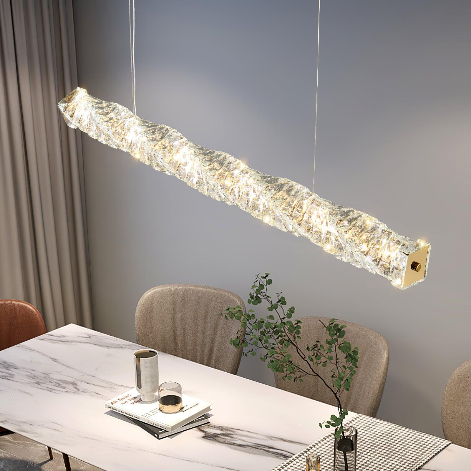 Stream Long Crystal Pendant Lamp-Neutral Decor