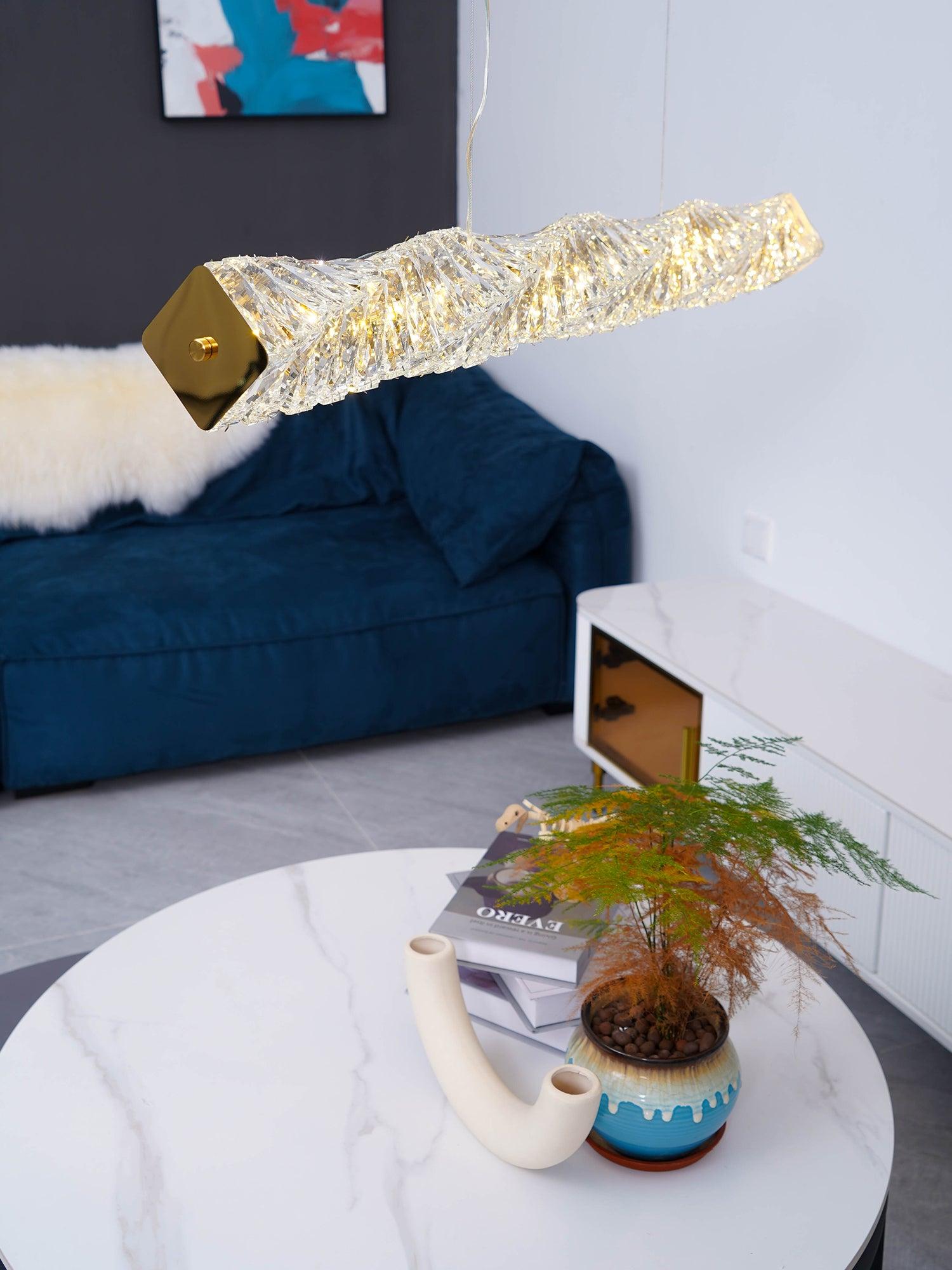 Stream Long Crystal Pendant Lamp-Neutral Decor