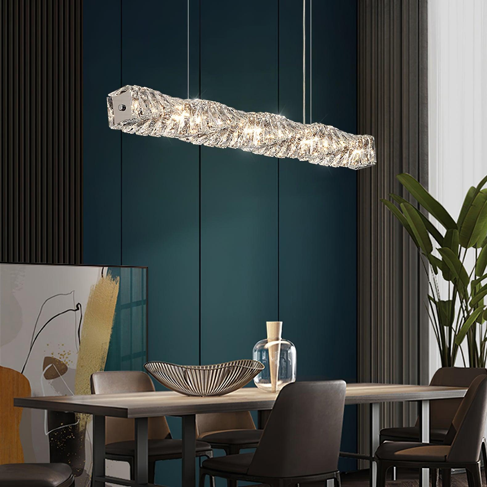 Stream Long Crystal Pendant Lamp-Neutral Decor