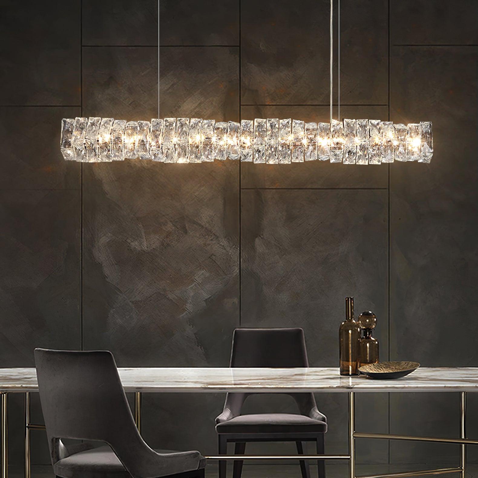 Stream Long Crystal Pendant Lamp-Neutral Decor