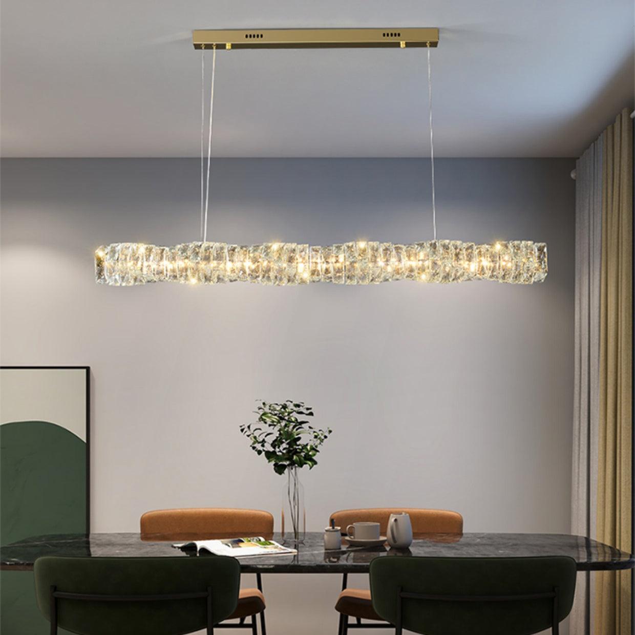 Stream Long Crystal Pendant Lamp-Neutral Decor