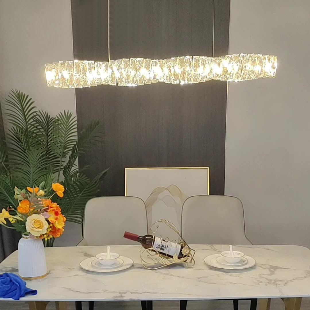 Stream Long Crystal Pendant Lamp-Neutral Decor