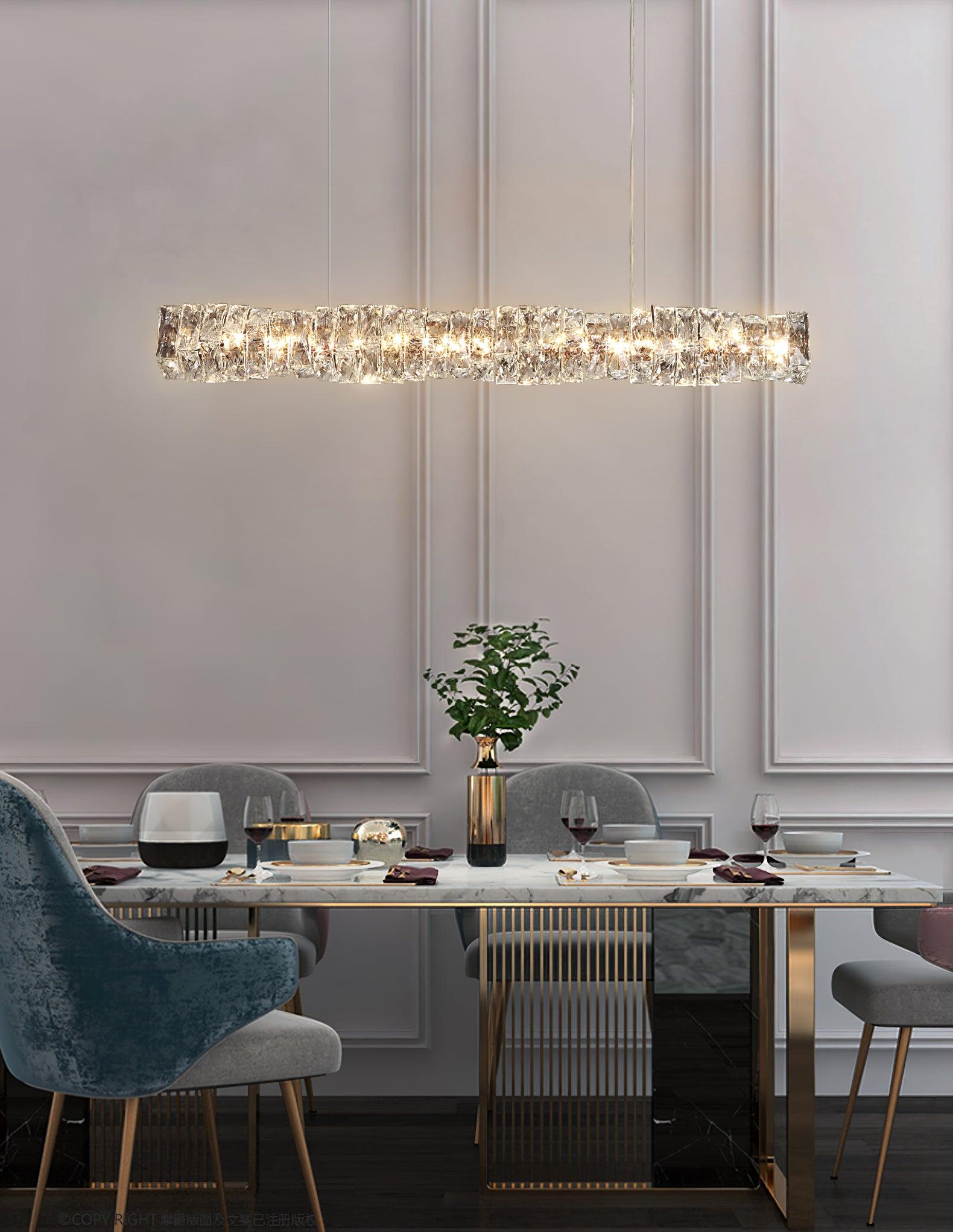 Stream Long Crystal Pendant Lamp-Neutral Decor
