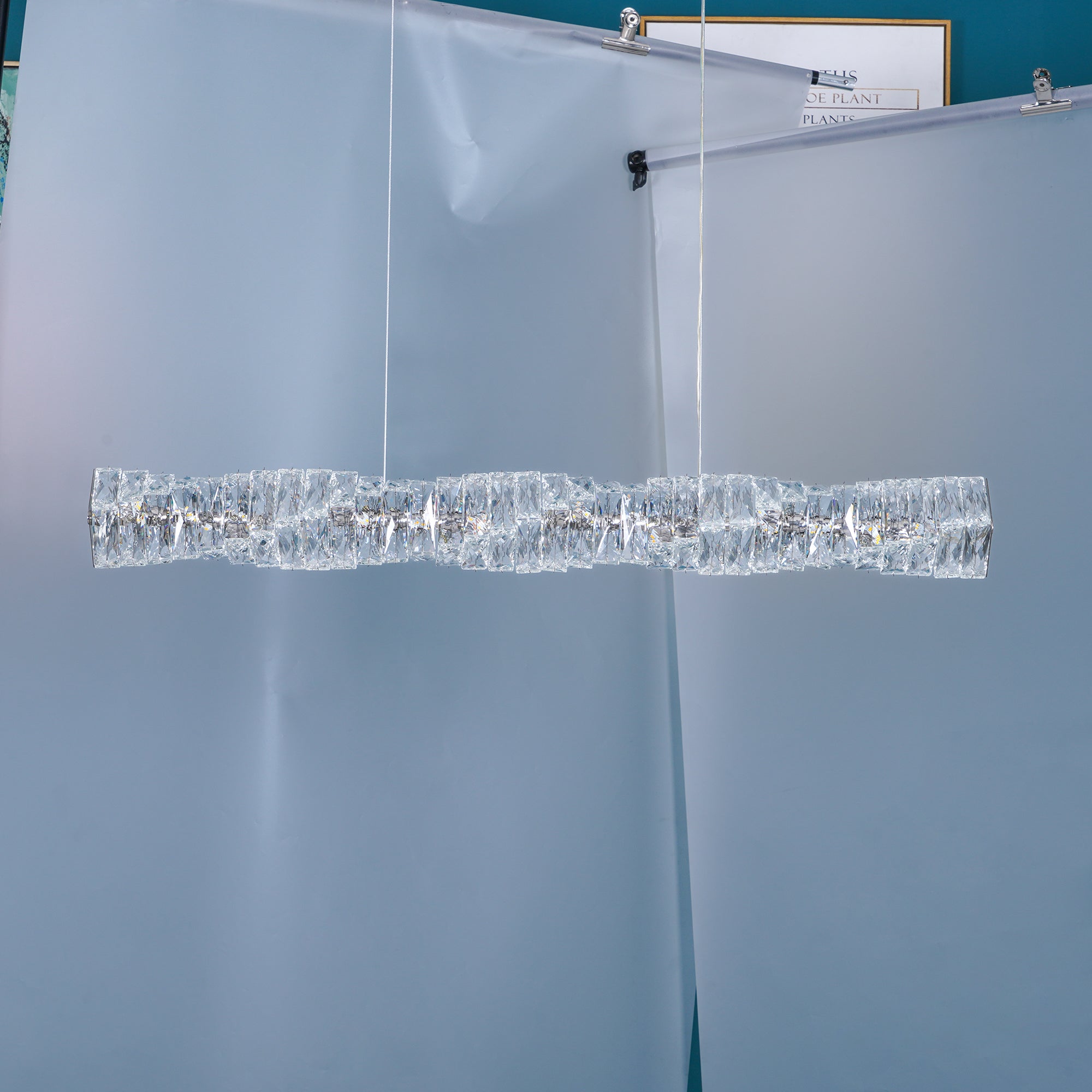 Stream Long Crystal Pendant Lamp-Neutral Decor