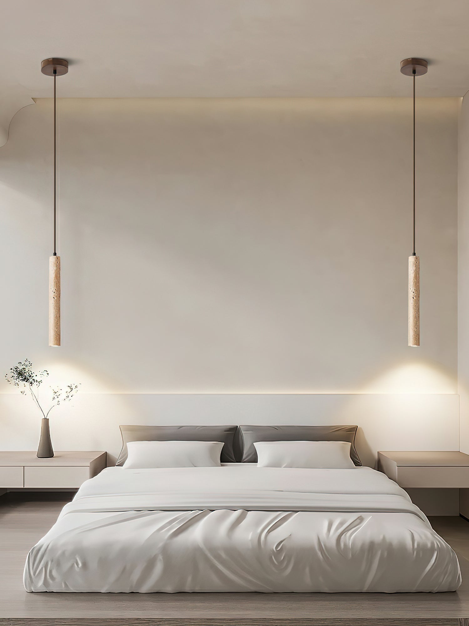 Krashen Cylindrical Travertine Pendant Light-Neutral Decor