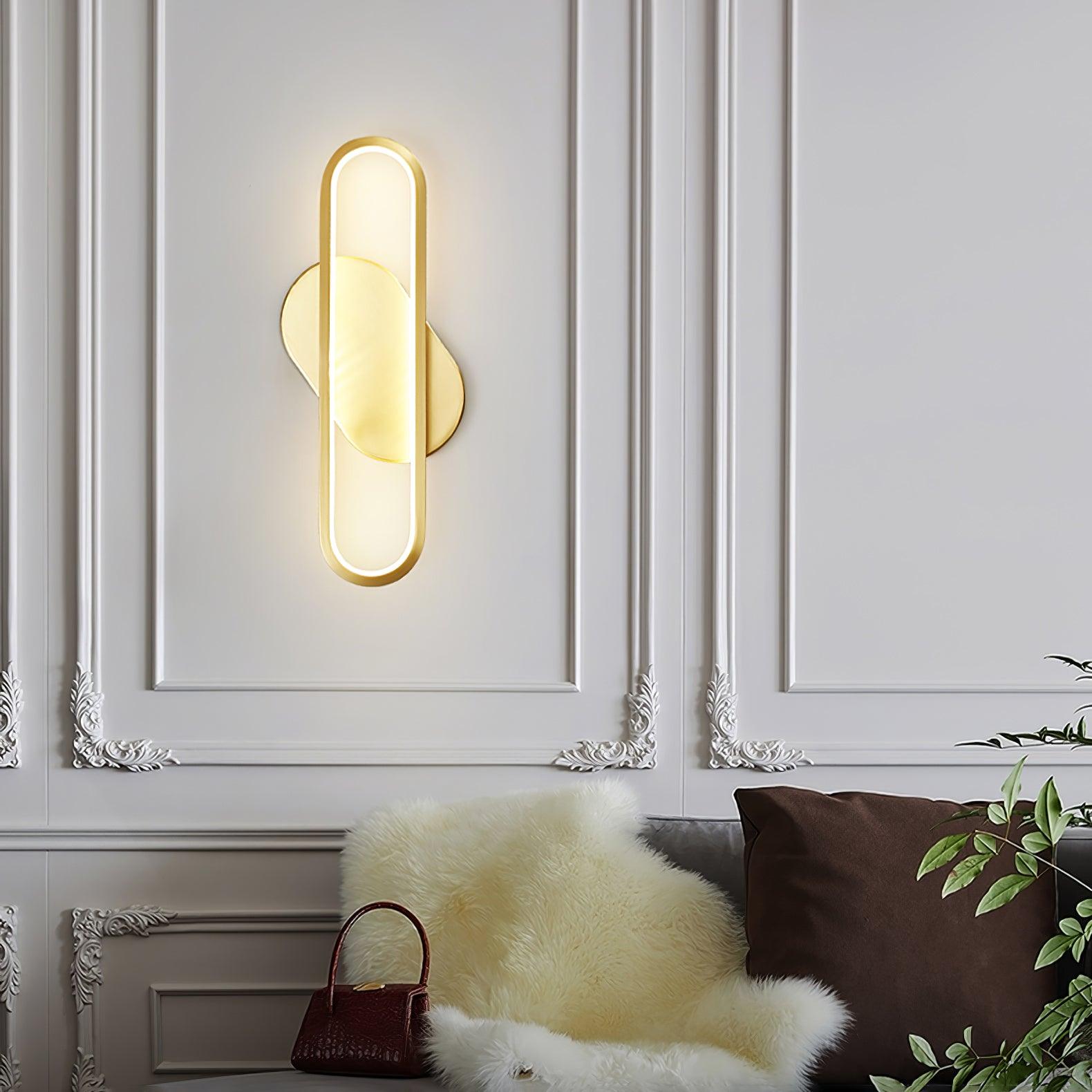 Dhu Classic Long Ova Brass Wall Lamp-Neutral Decor