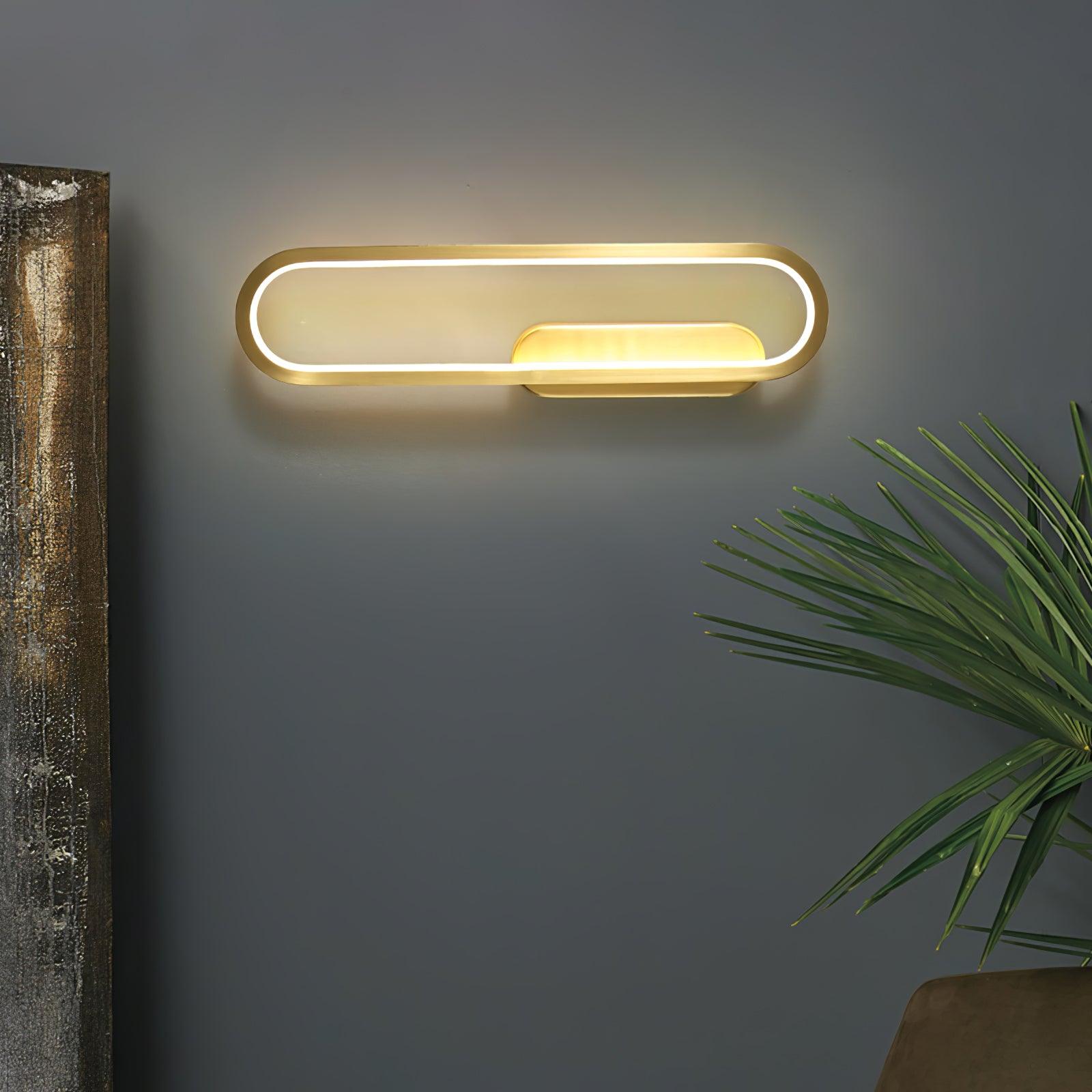 Dhu Classic Long Ova Brass Wall Lamp-Neutral Decor