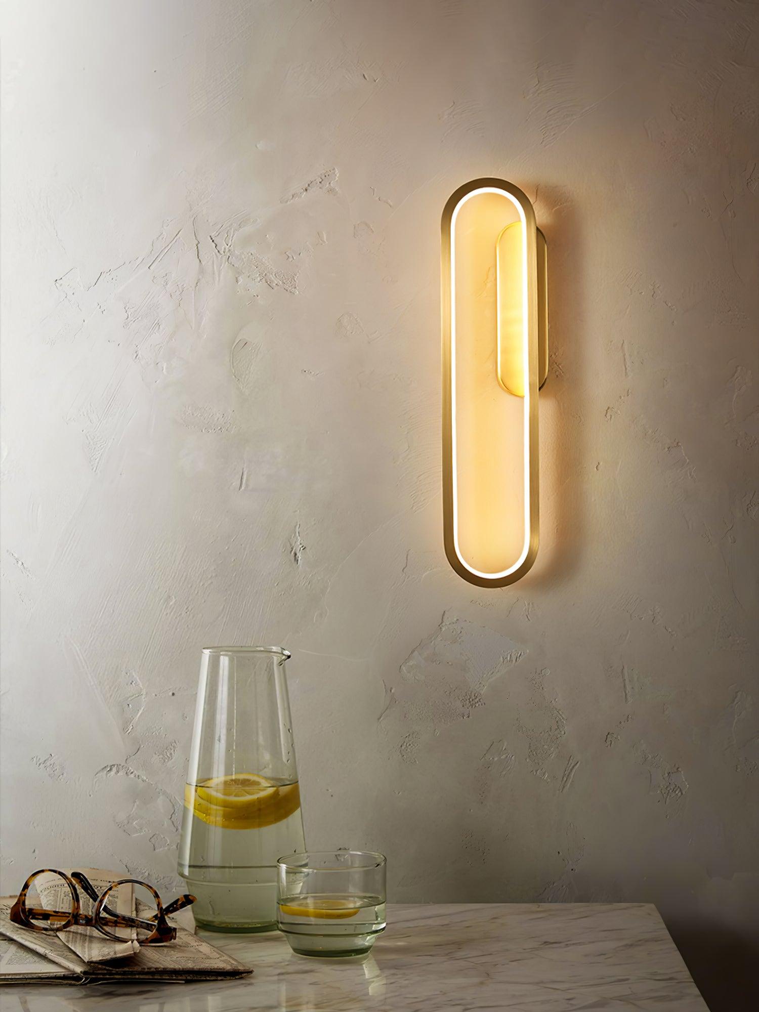 Dhu Classic Long Ova Brass Wall Lamp-Neutral Decor