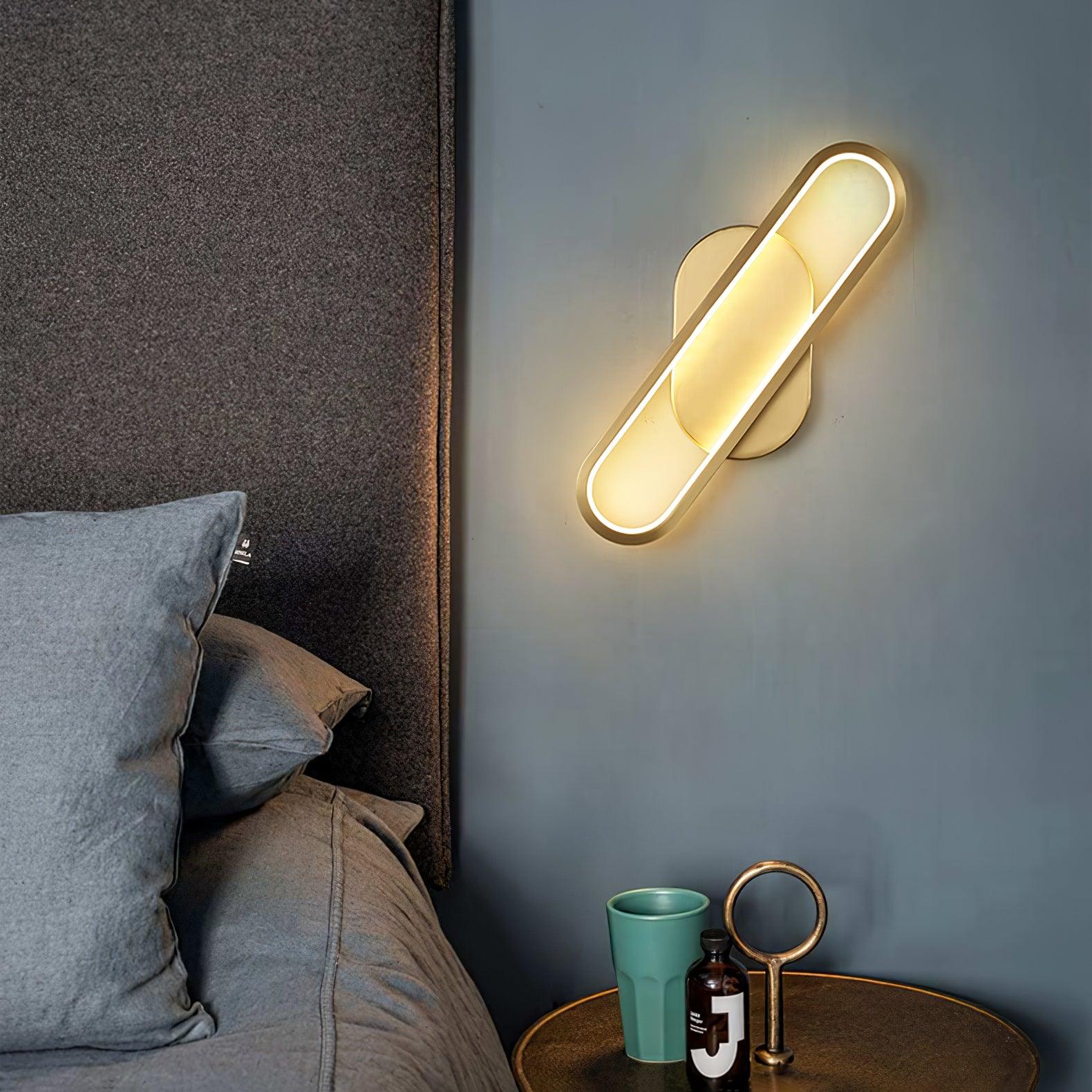 Dhu Classic Long Ova Brass Wall Lamp-Neutral Decor