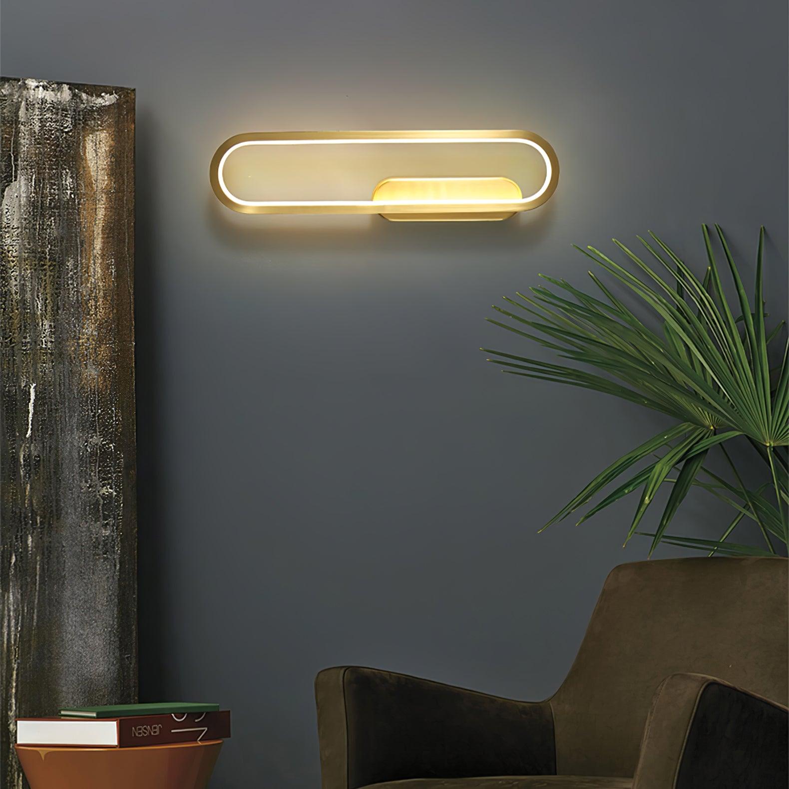 Dhu Classic Long Ova Brass Wall Lamp-Neutral Decor