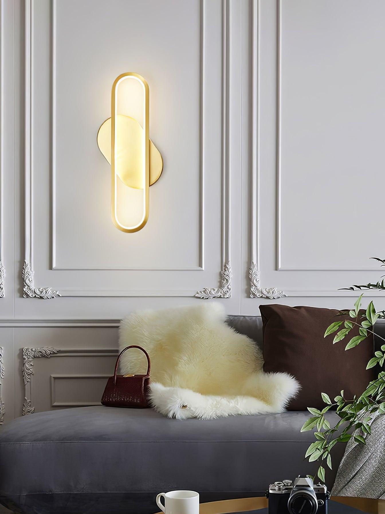 Dhu Classic Long Ova Brass Wall Lamp-Neutral Decor