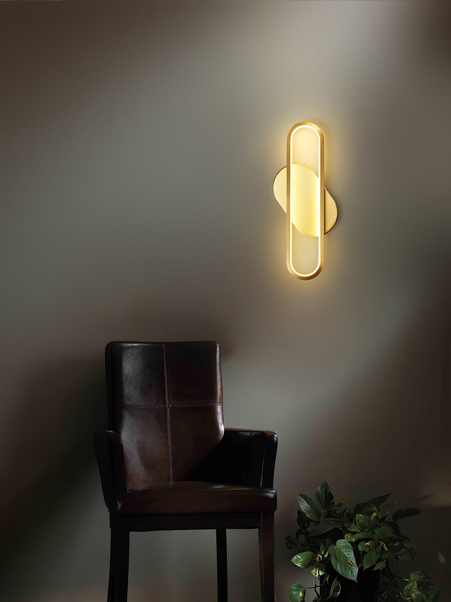 Dhu Classic Long Ova Brass Wall Lamp-Neutral Decor