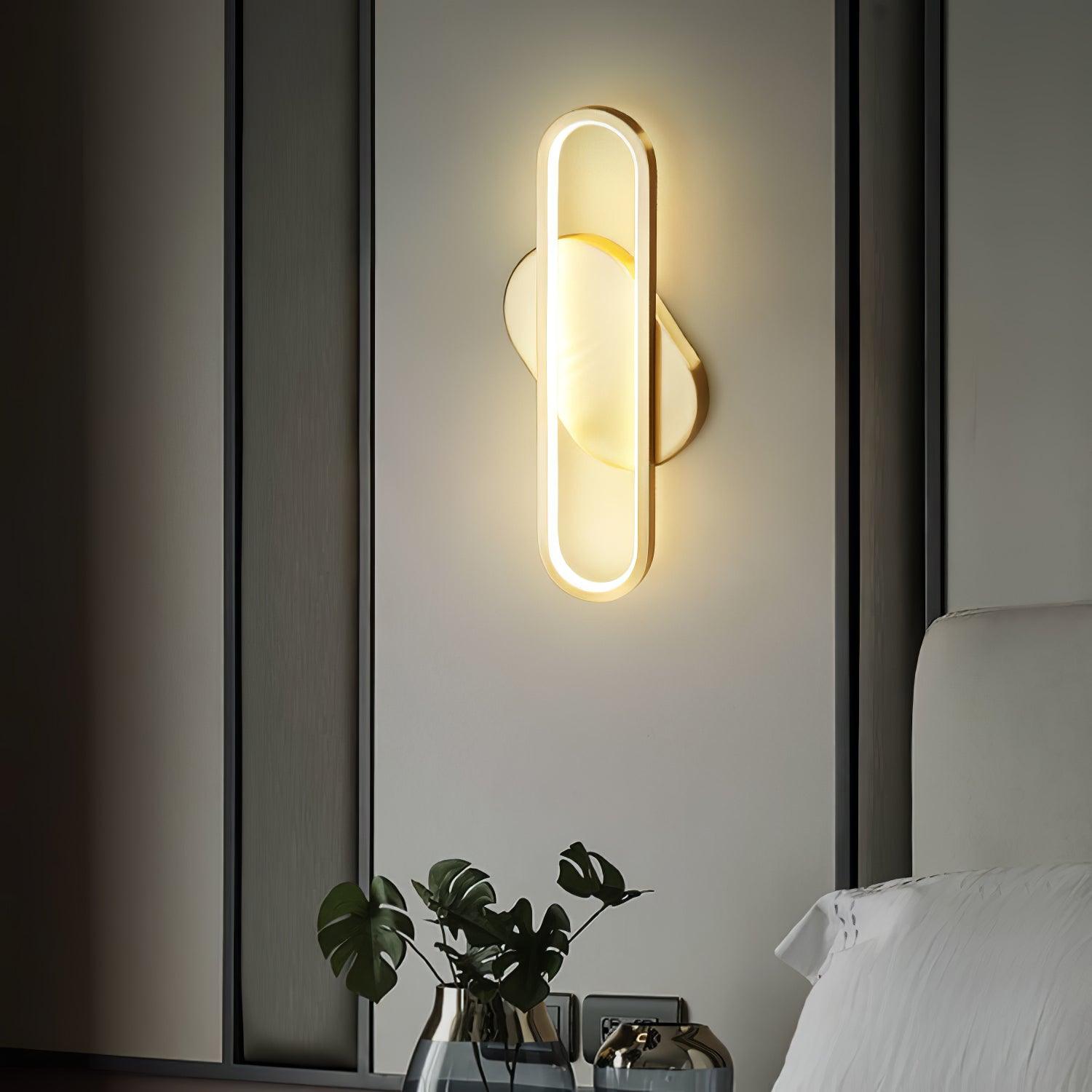 Dhu Classic Long Ova Brass Wall Lamp-Neutral Decor