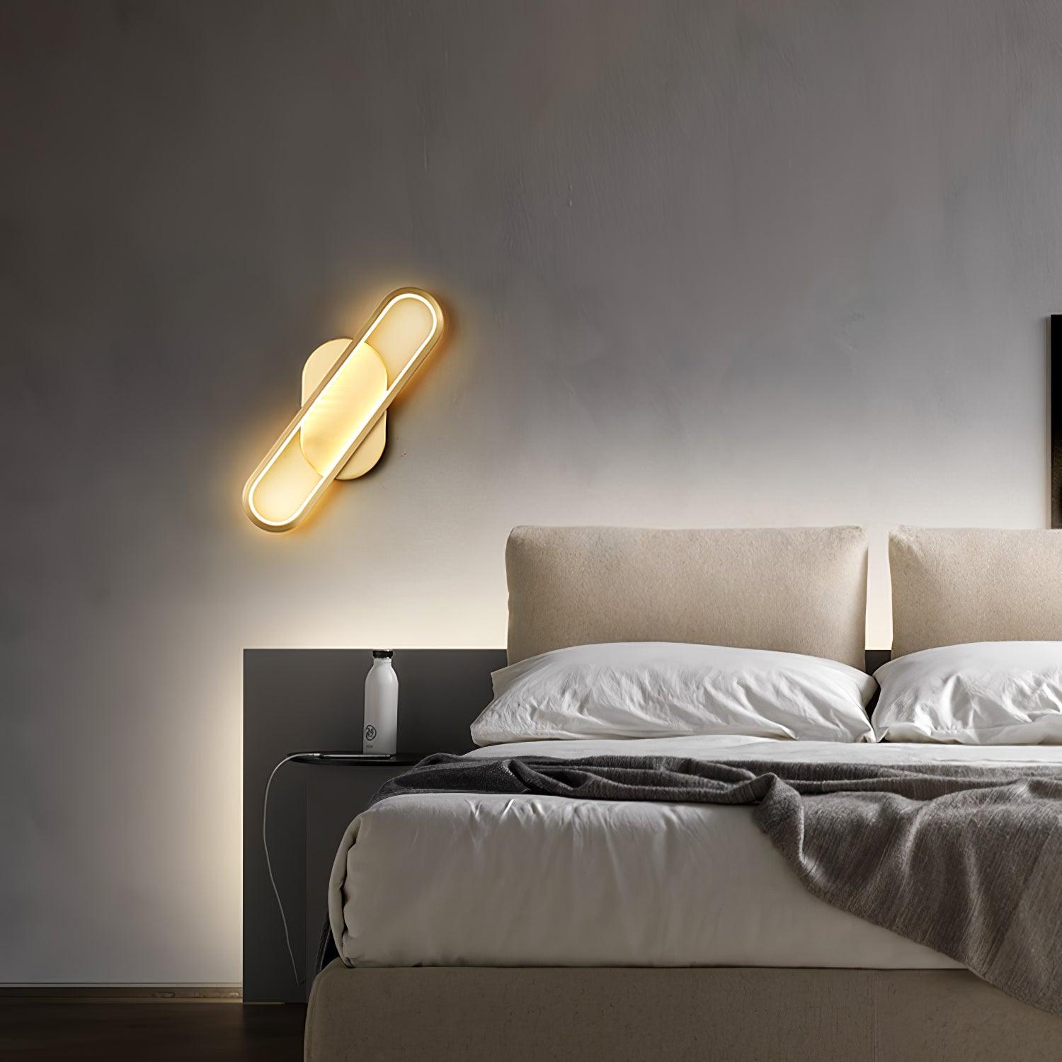 Dhu Classic Long Ova Brass Wall Lamp-Neutral Decor