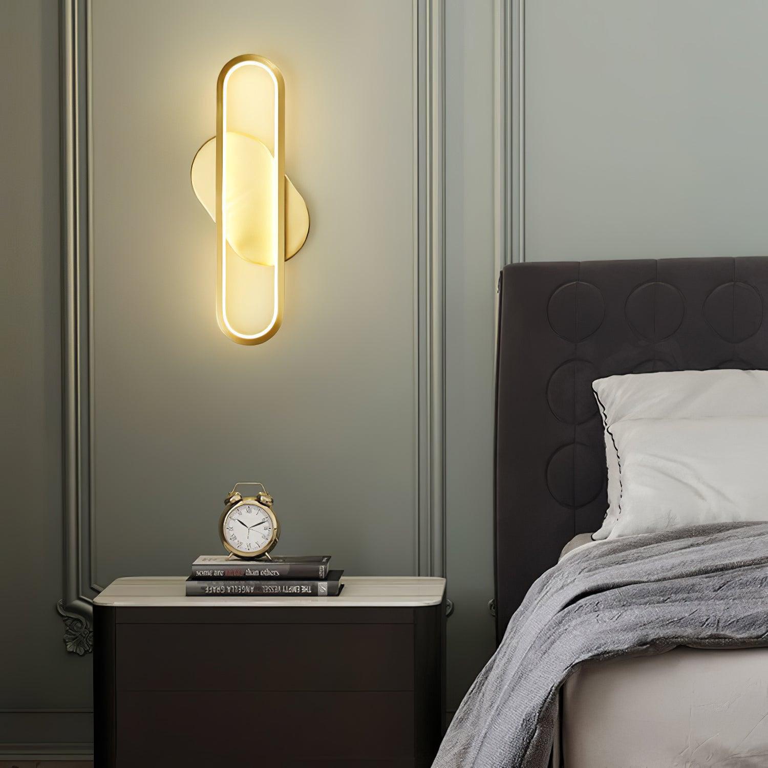 Dhu Classic Long Ova Brass Wall Lamp-Neutral Decor